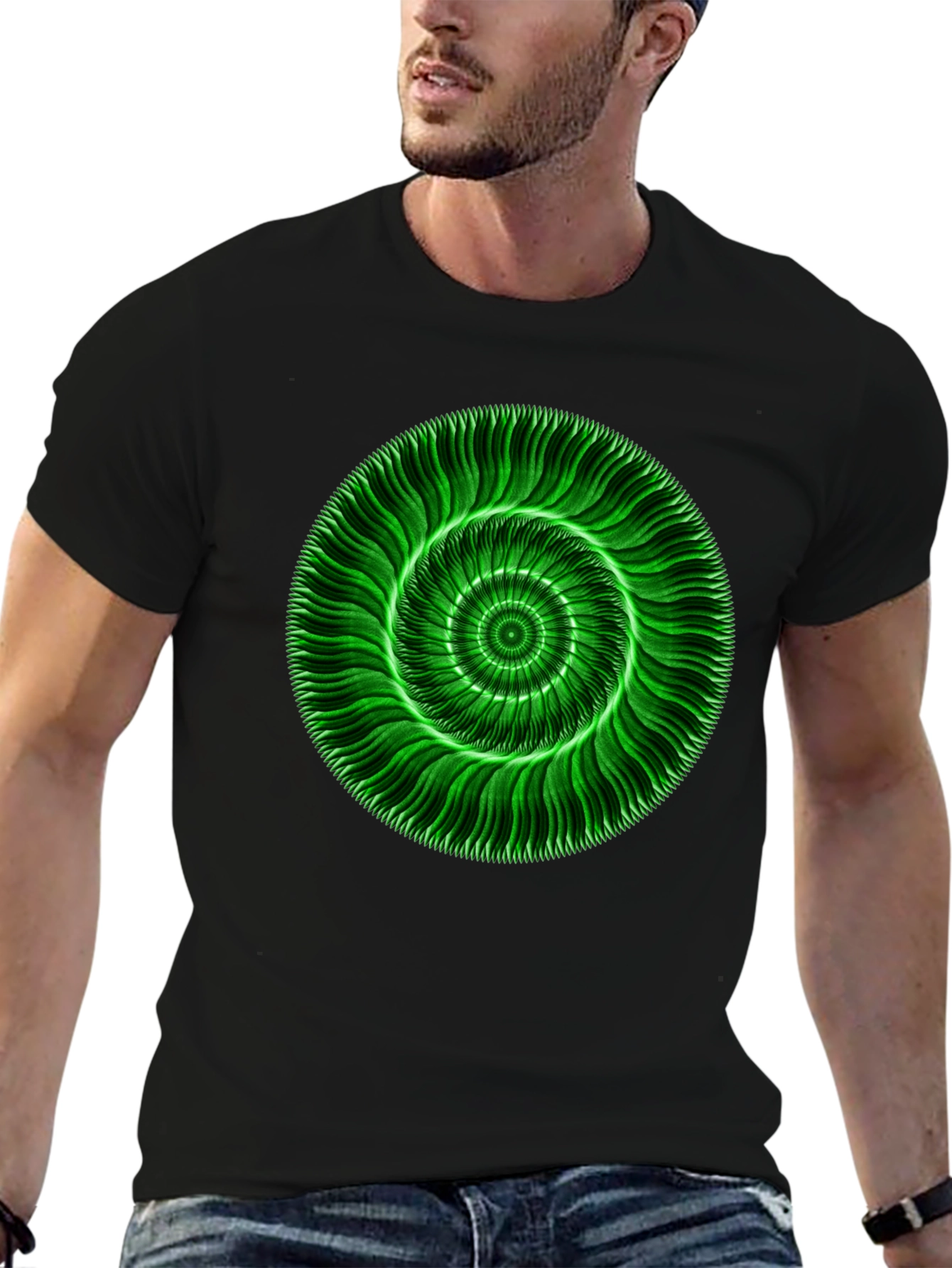 Abstract Green Swirl Graphic T-Shirt