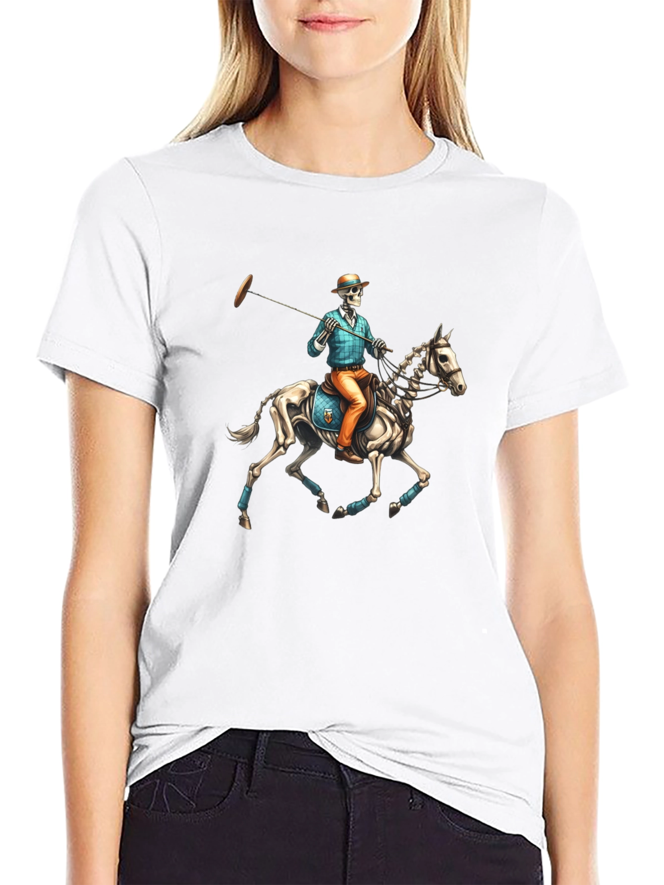 Skeleton Polo Player Graphic Tee