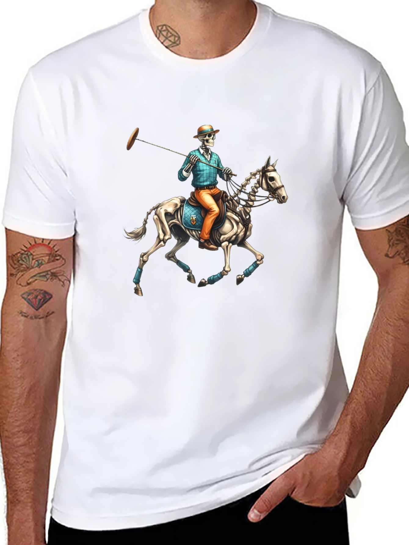 Skeleton Polo Player Graphic Tee