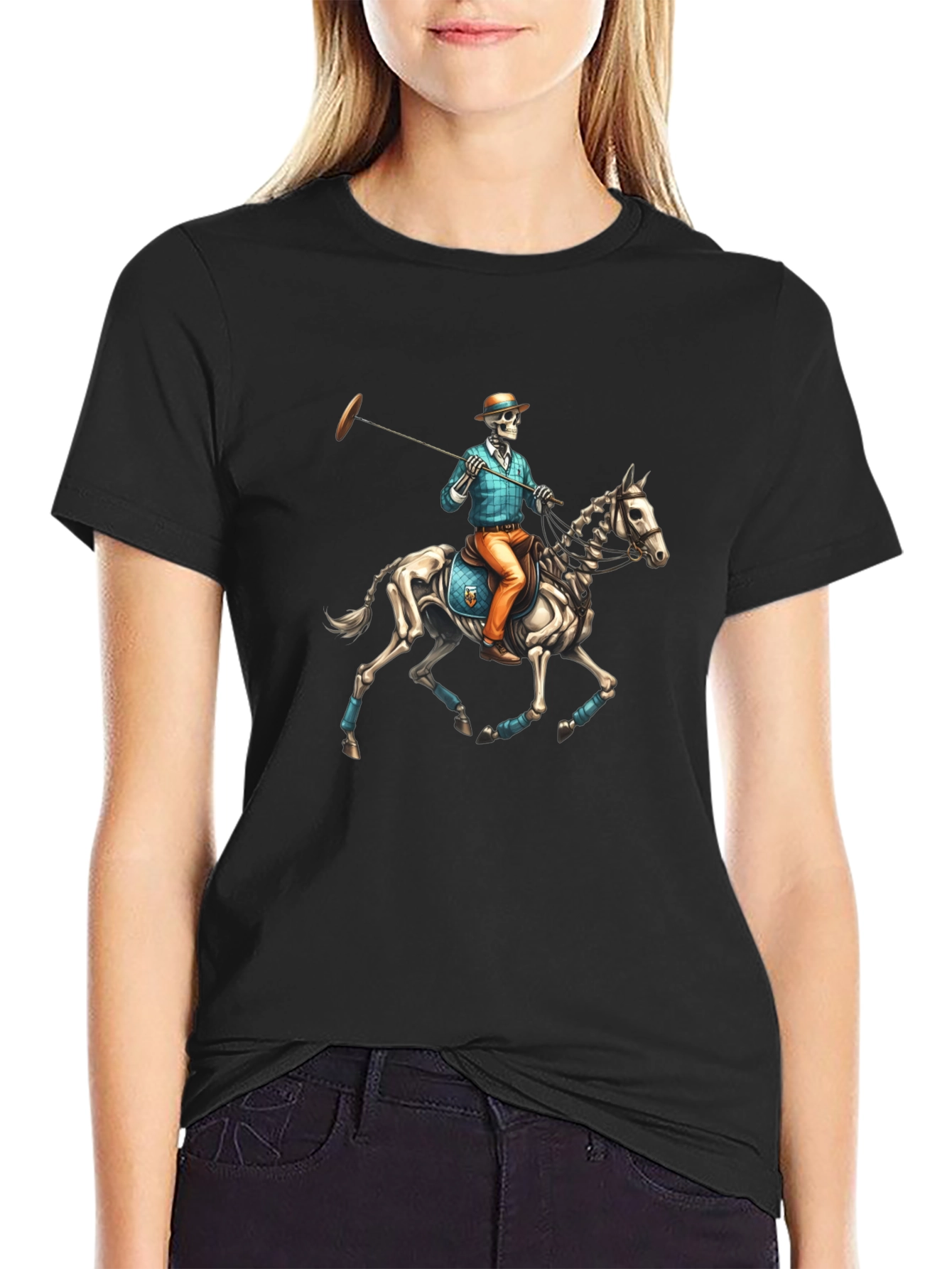 Skeleton Polo Player Graphic Tee