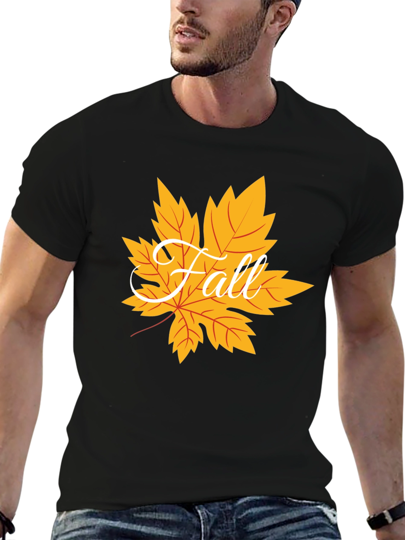 Fall Leaf Graphic Tee - Mens Black T-Shirt
