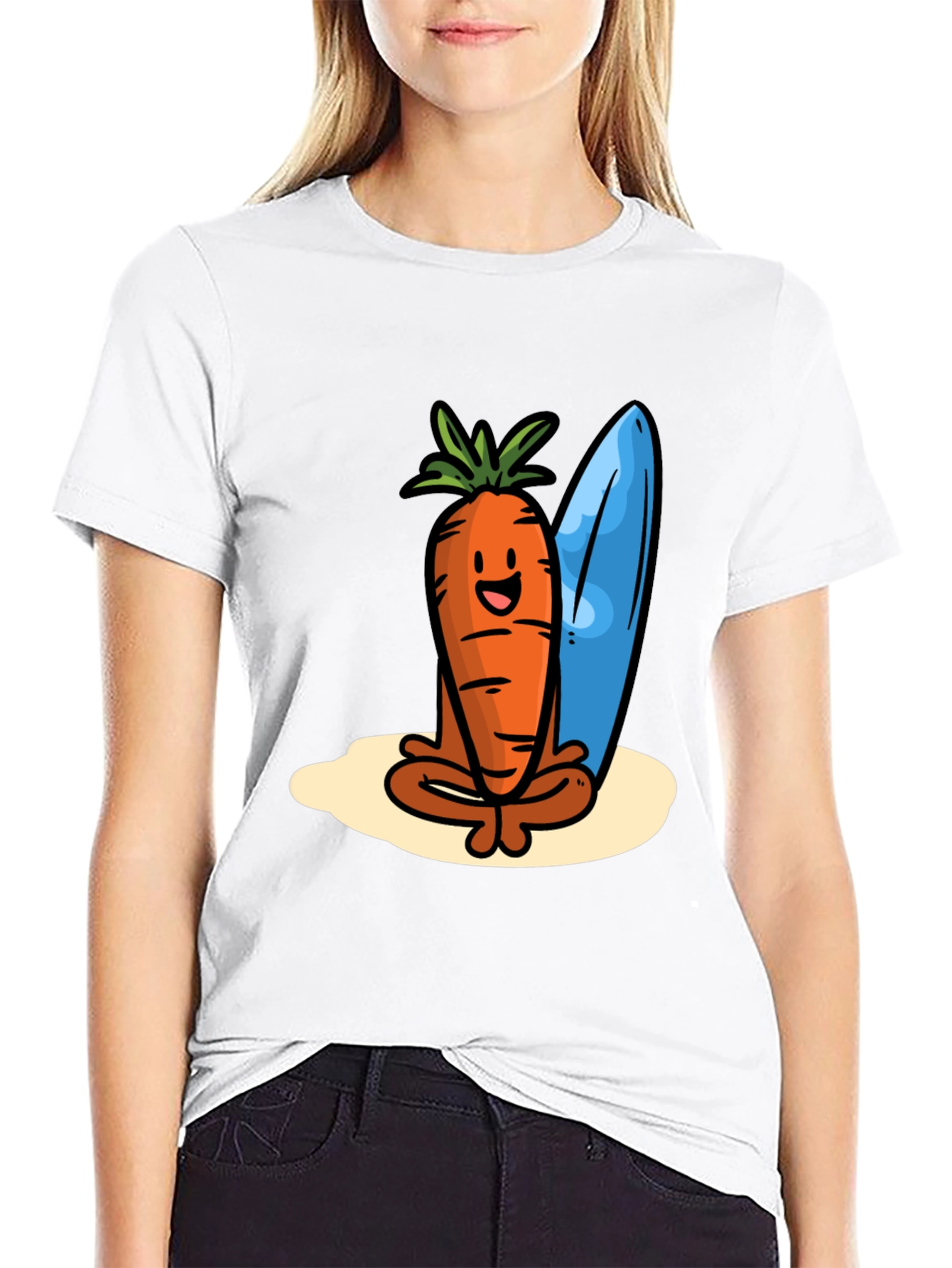 Cool Carrot Surfer Graphic Tee - Black