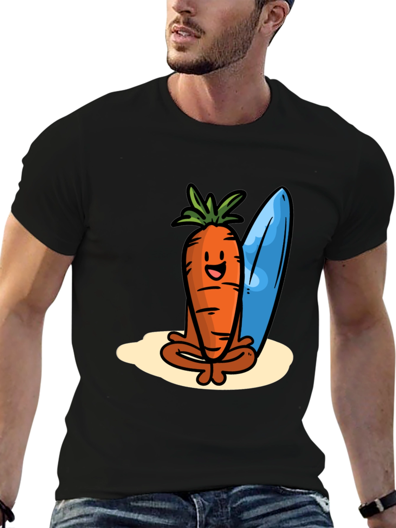 Cool Carrot Surfer Graphic Tee - Black