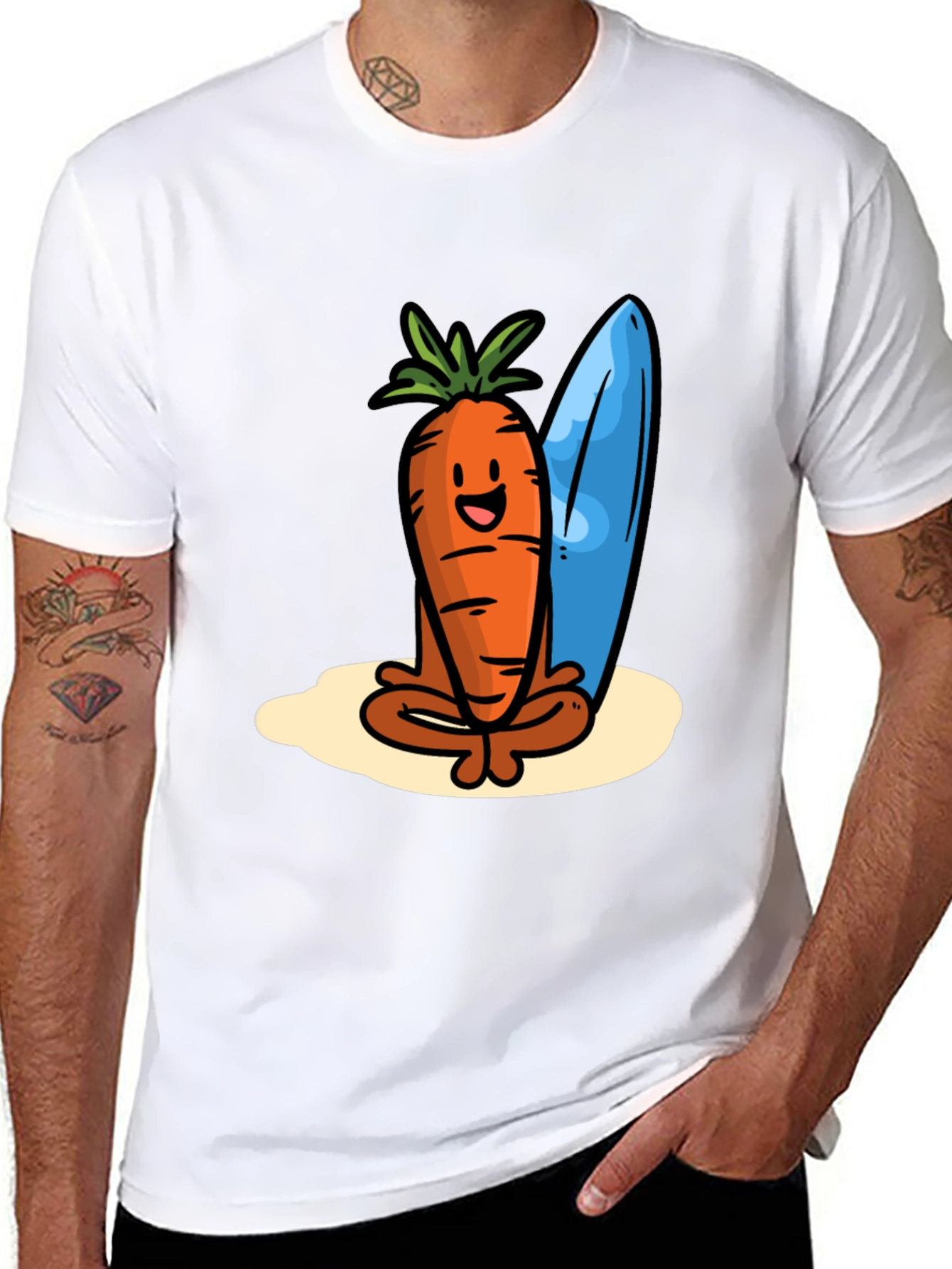 Cool Carrot Surfer Graphic Tee - Black