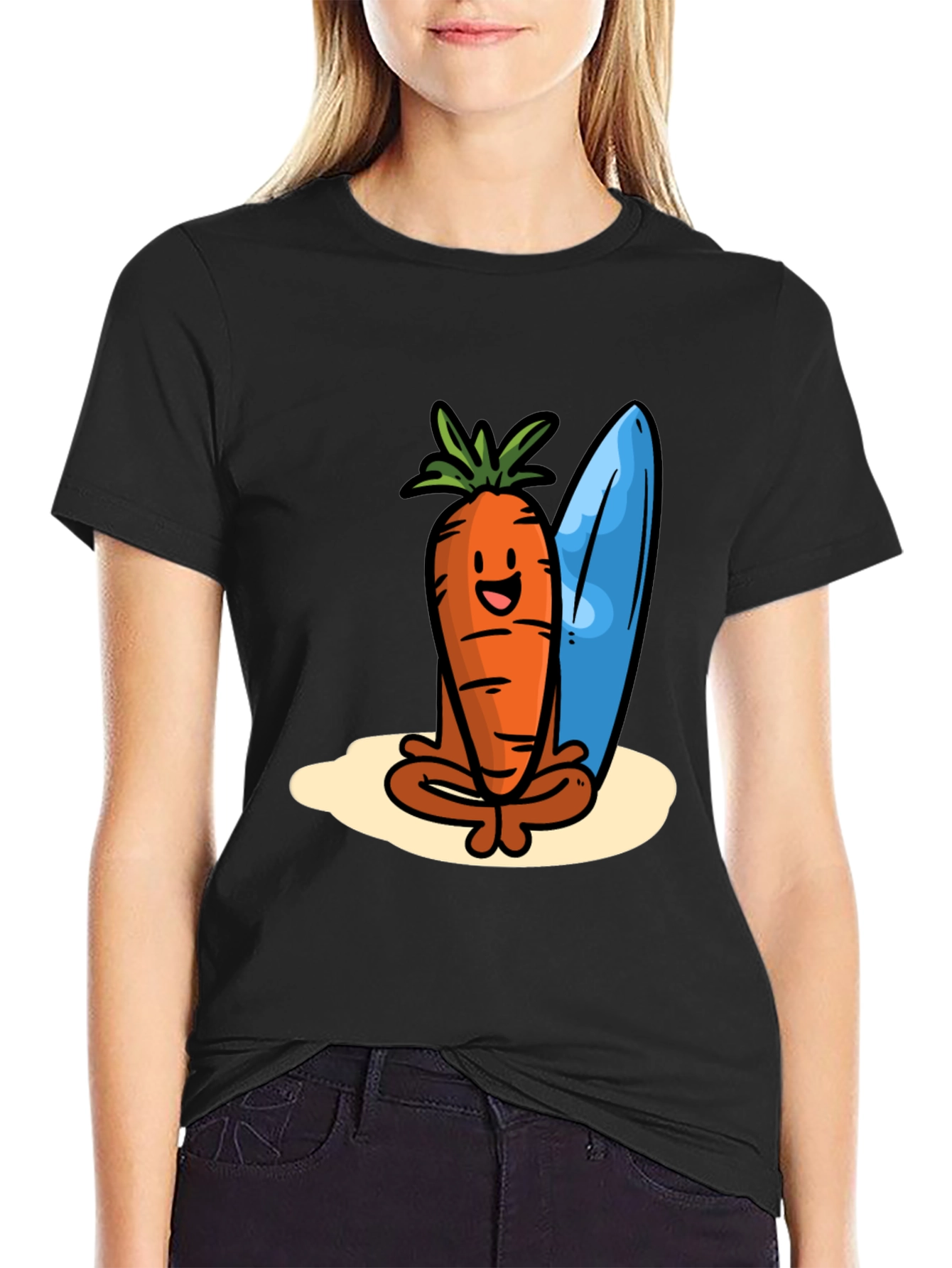 Cool Carrot Surfer Graphic Tee - Black