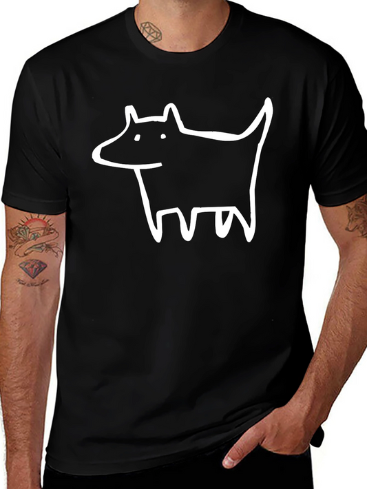 Dog Sketch Graphic Tee - Black Cotton
