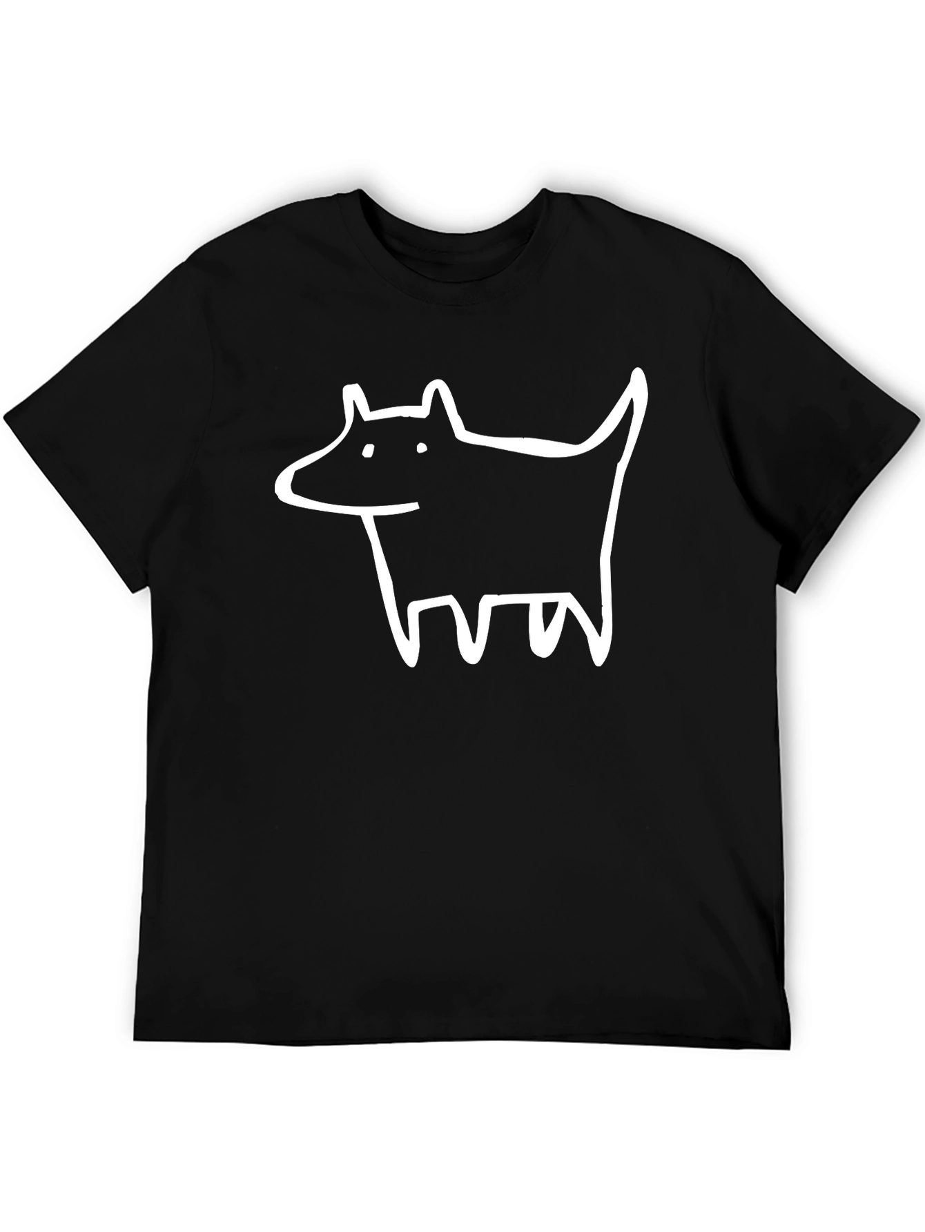 Dog Sketch Graphic Tee - Black Cotton