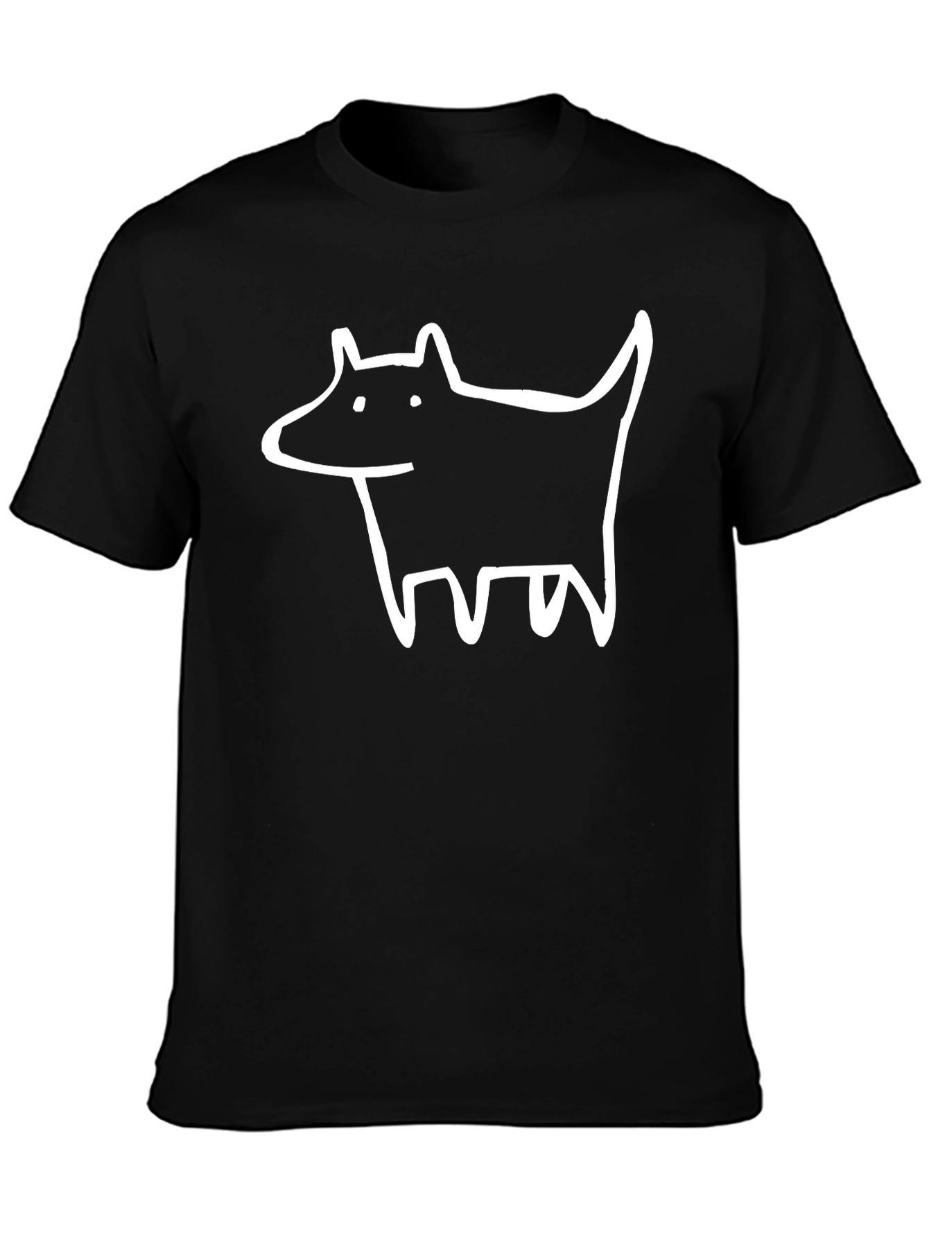 Dog Sketch Graphic Tee - Black Cotton