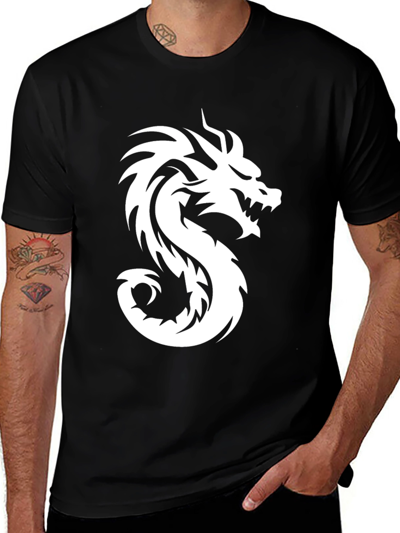 Mens Black Dragon Graphic Tee