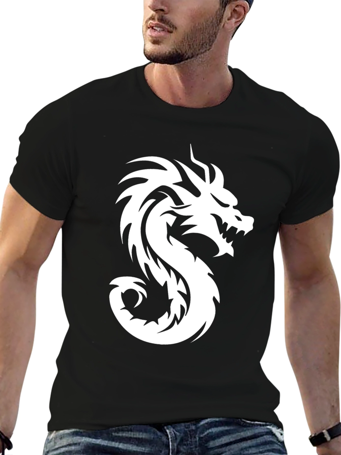 Mens Black Dragon Graphic Tee