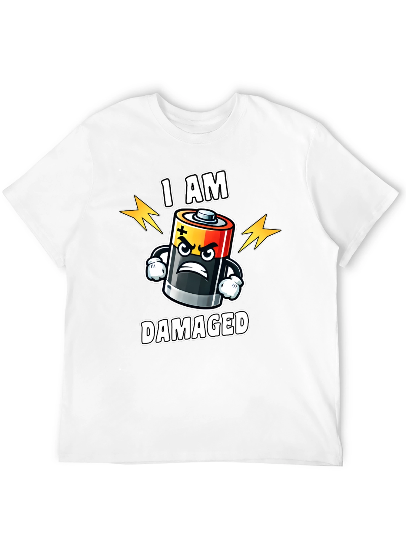 Damaged Battery Cartoon Graphic T-Shirt