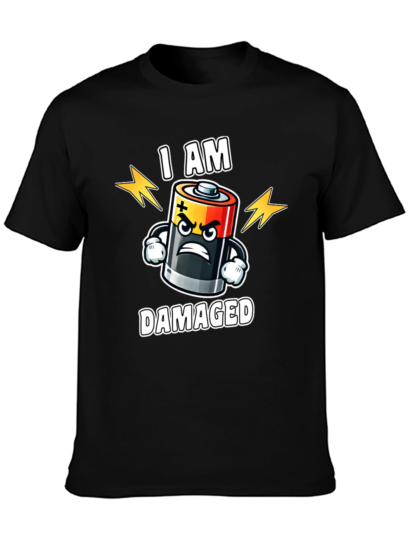 Damaged Battery Cartoon Graphic T-Shirt