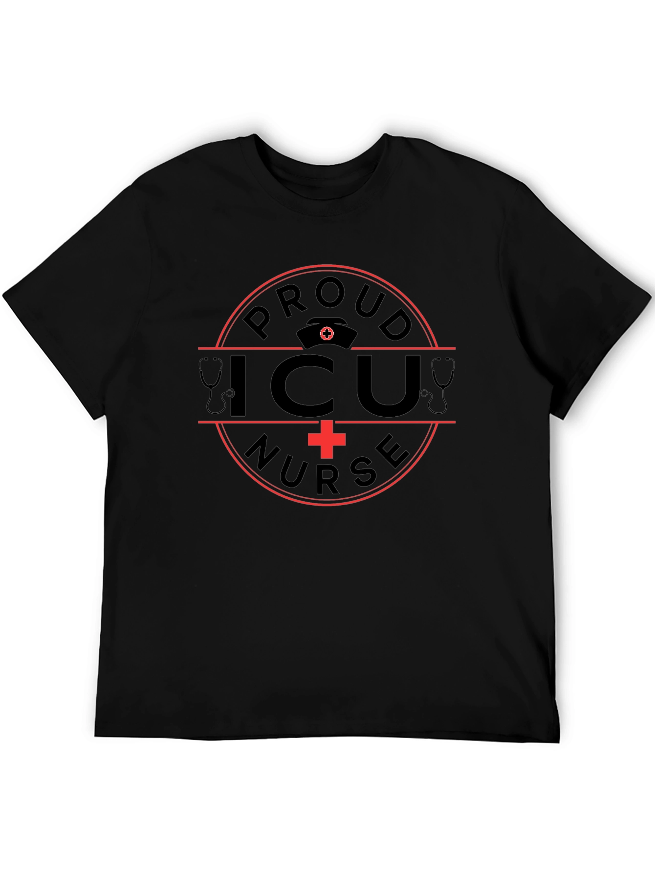Proud ICU Nurse T-Shirt - Black Graphic Tee