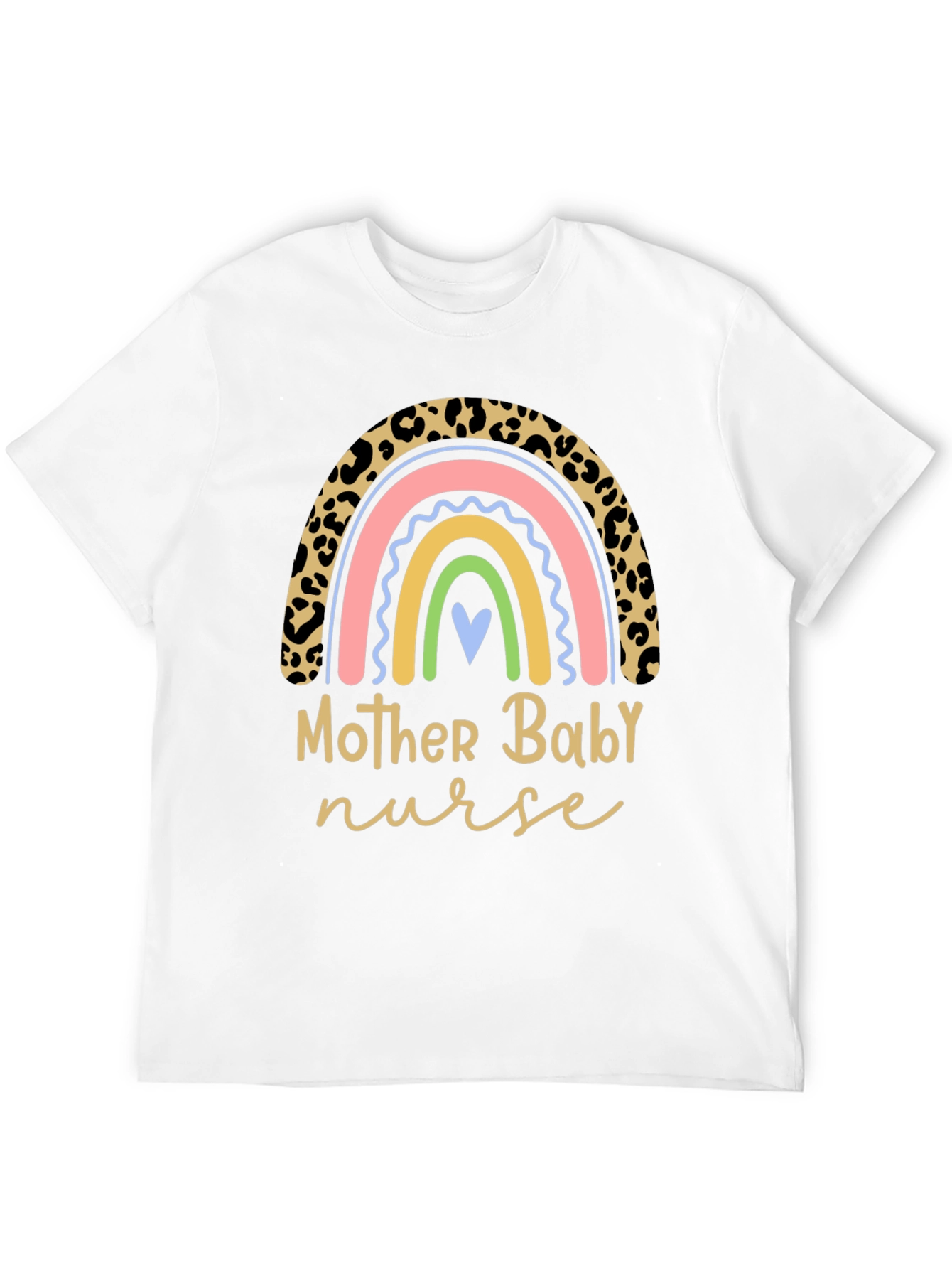 Mother Baby Nurse Rainbow Leopard Print T-Shirt