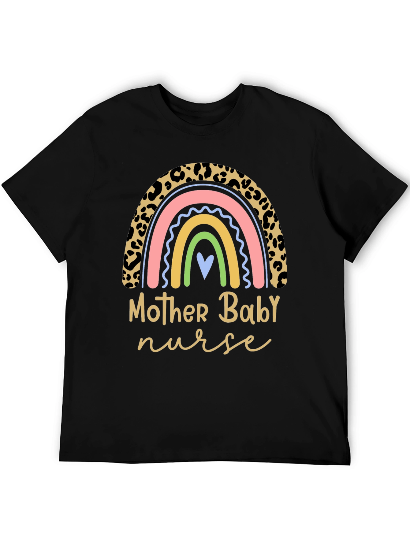 Mother Baby Nurse Rainbow Leopard Print T-Shirt