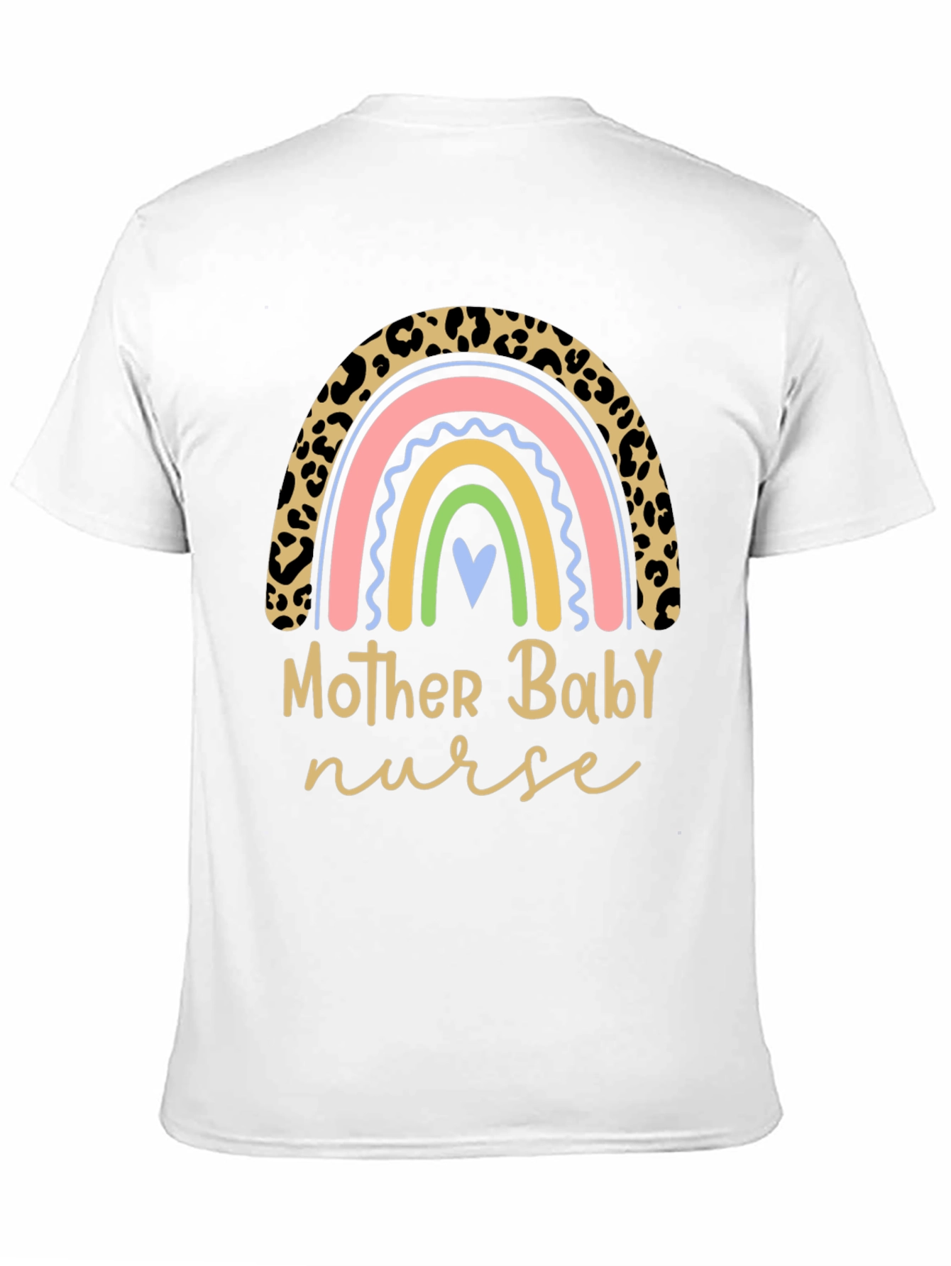 Mother Baby Nurse Rainbow Leopard Print T-Shirt