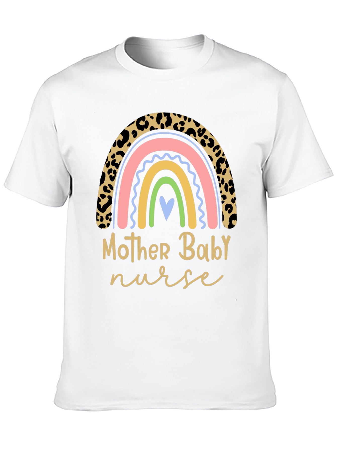Mother Baby Nurse Rainbow Leopard Print T-Shirt