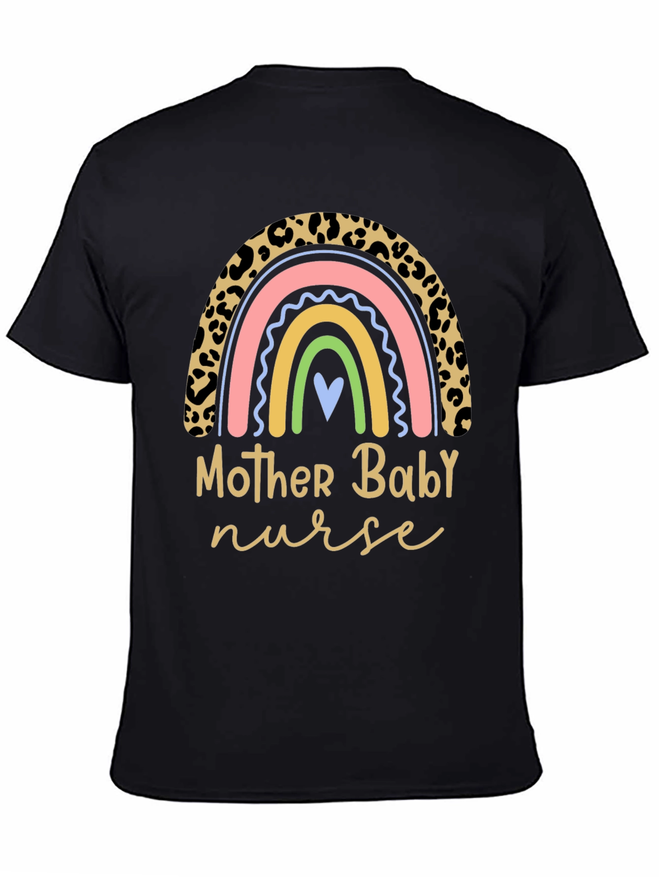 Mother Baby Nurse Rainbow Leopard Print T-Shirt