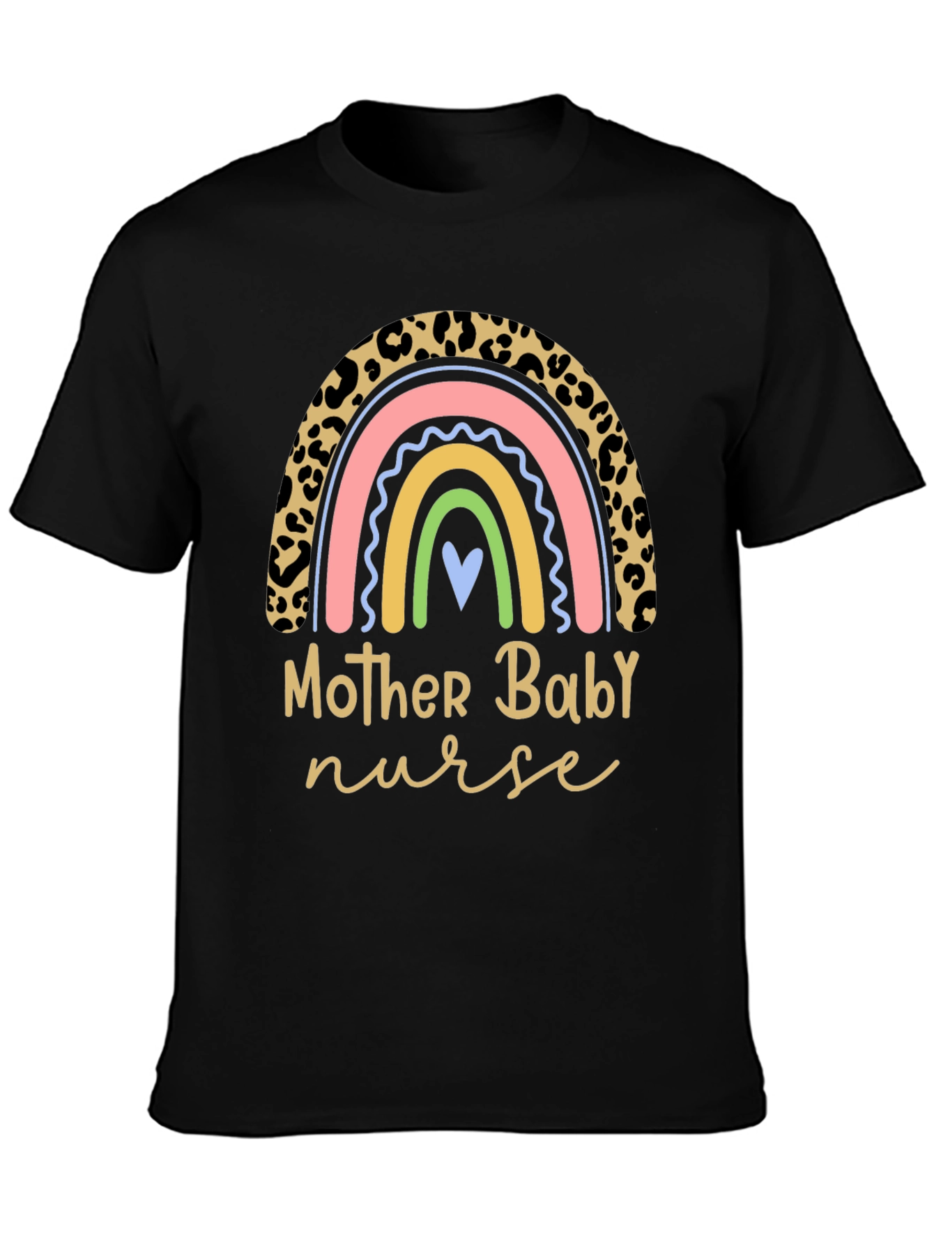 Mother Baby Nurse Rainbow Leopard Print T-Shirt