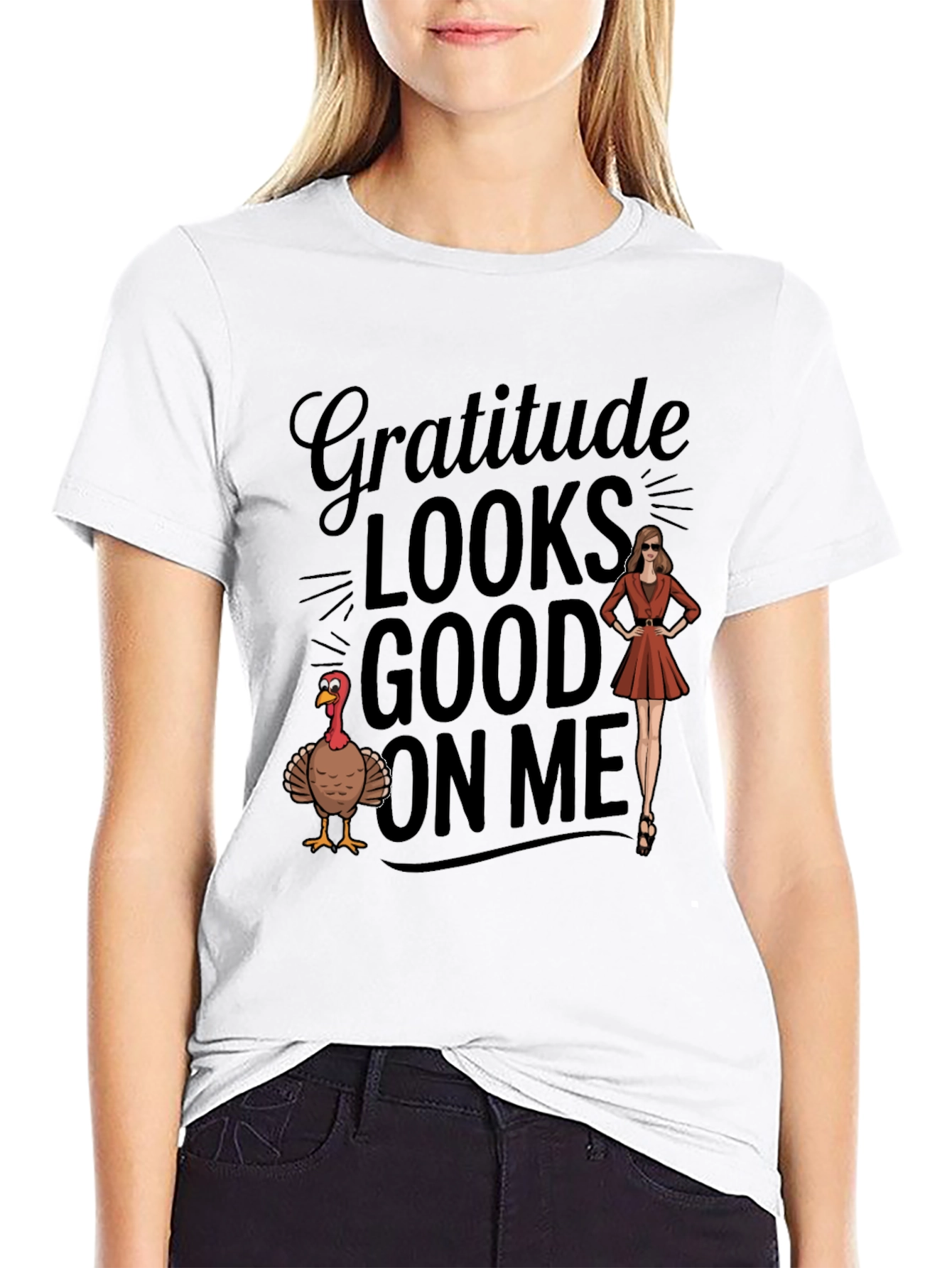 Gratitude Looks Good On Me Thanksgiving Graphic Tee
