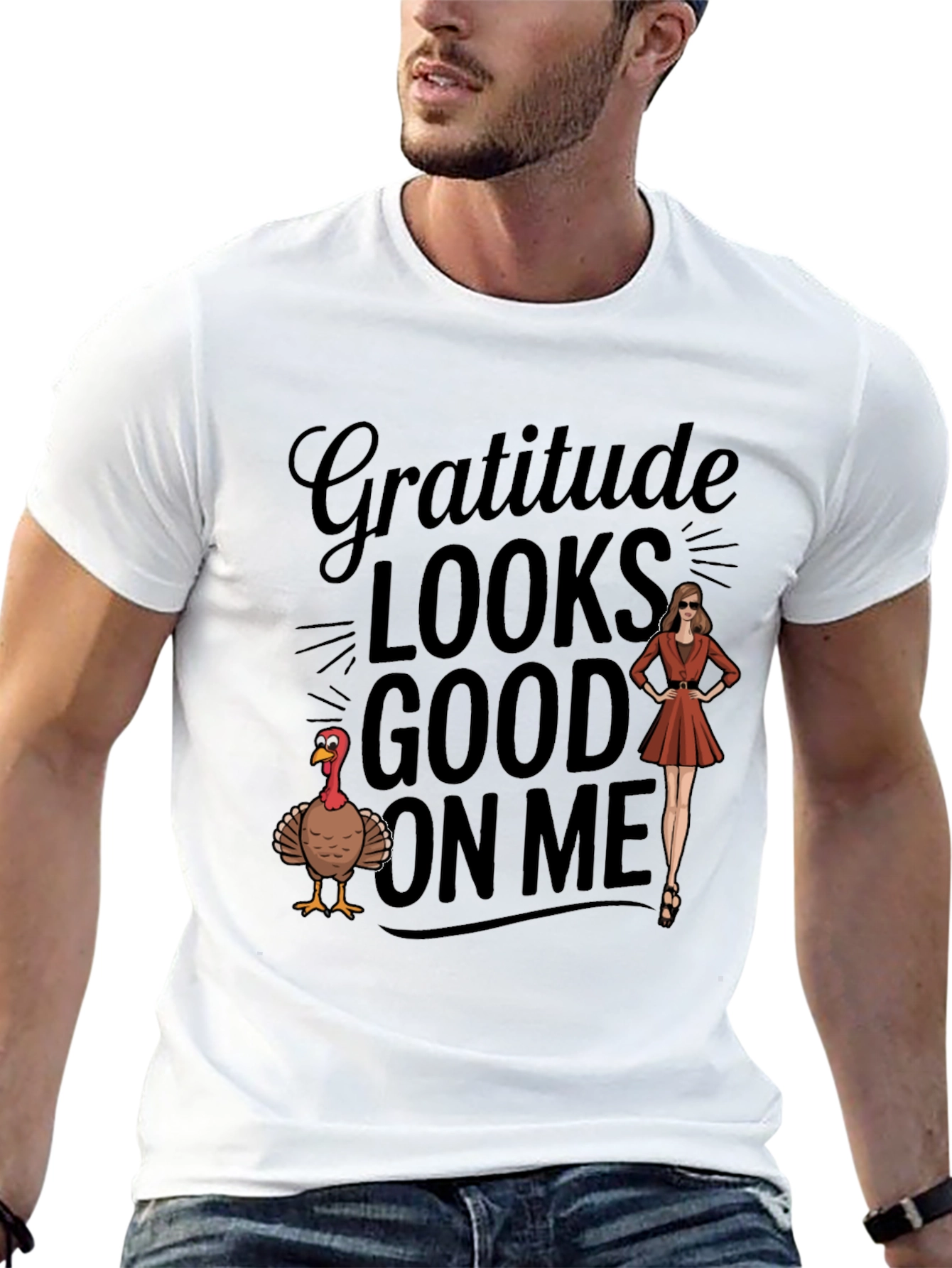 Gratitude Looks Good On Me Thanksgiving Graphic Tee