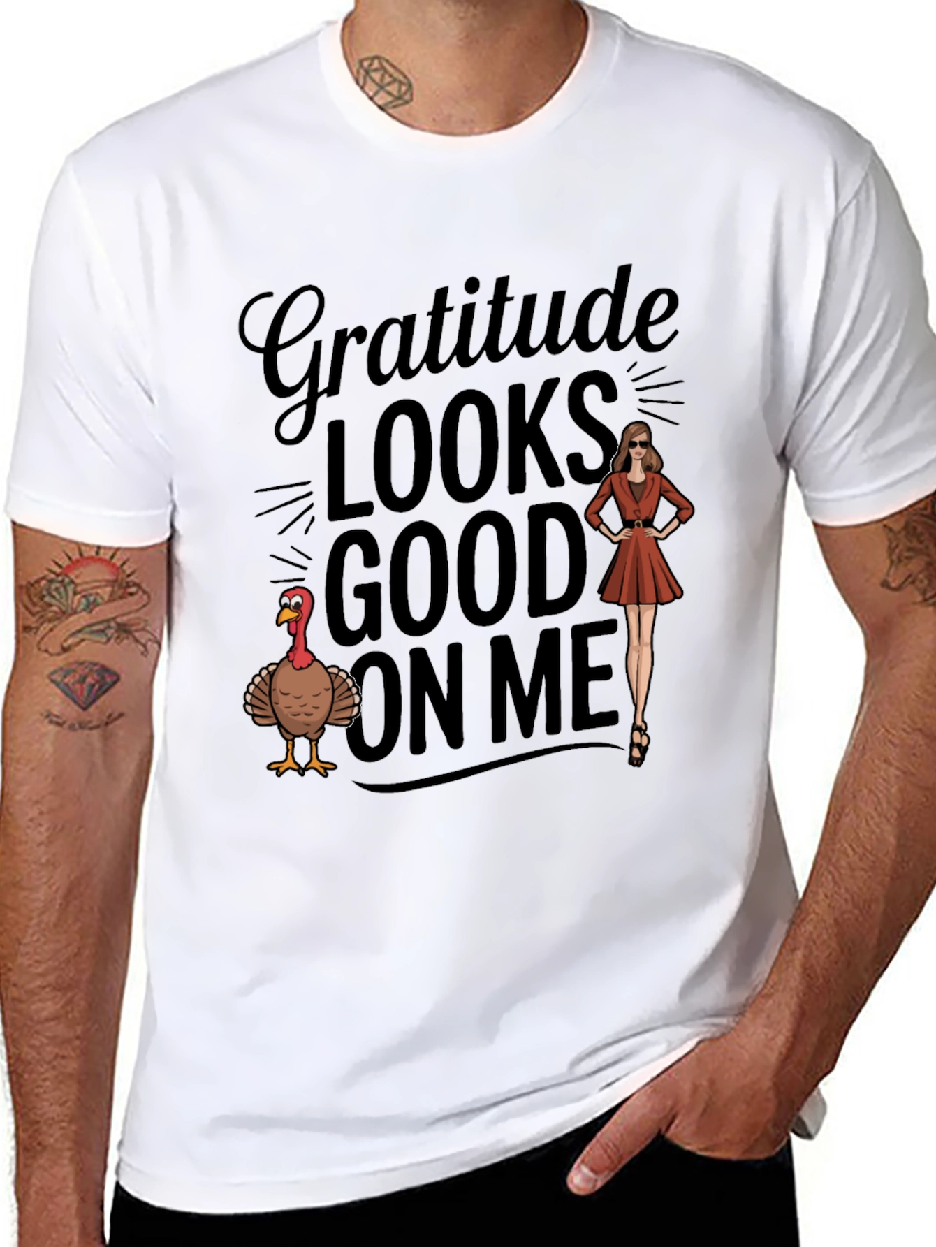 Gratitude Looks Good On Me Thanksgiving Graphic Tee
