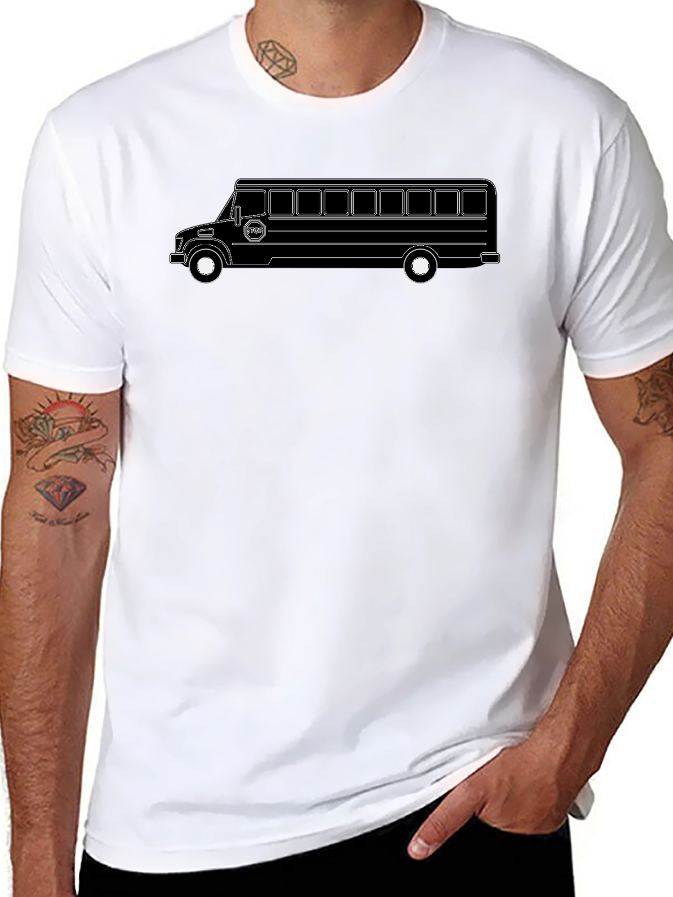 Bus Graphic Tee - Black Cotton Blend