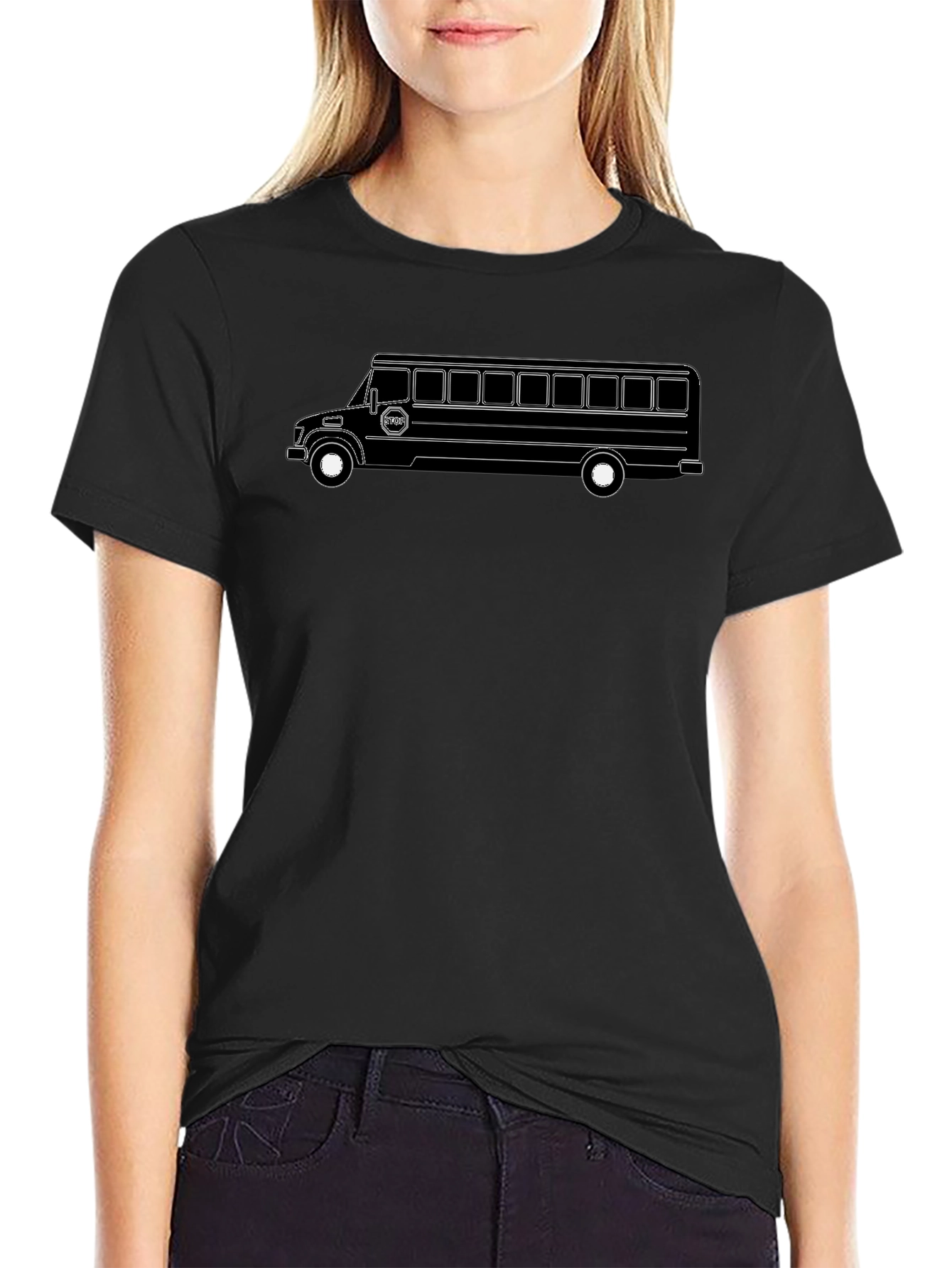 Bus Graphic Tee - Black Cotton Blend