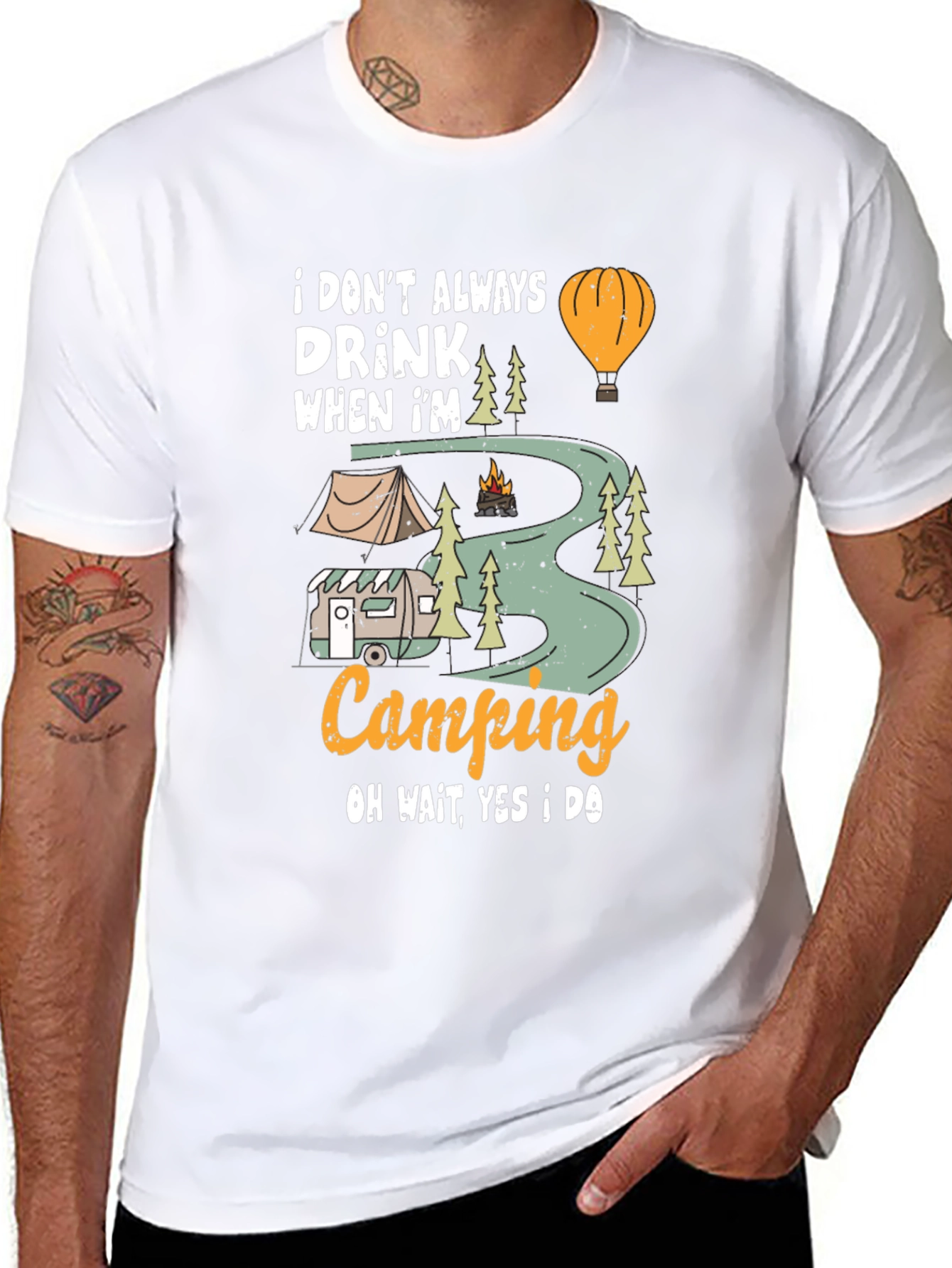 Camping Drinker Black T-Shirt