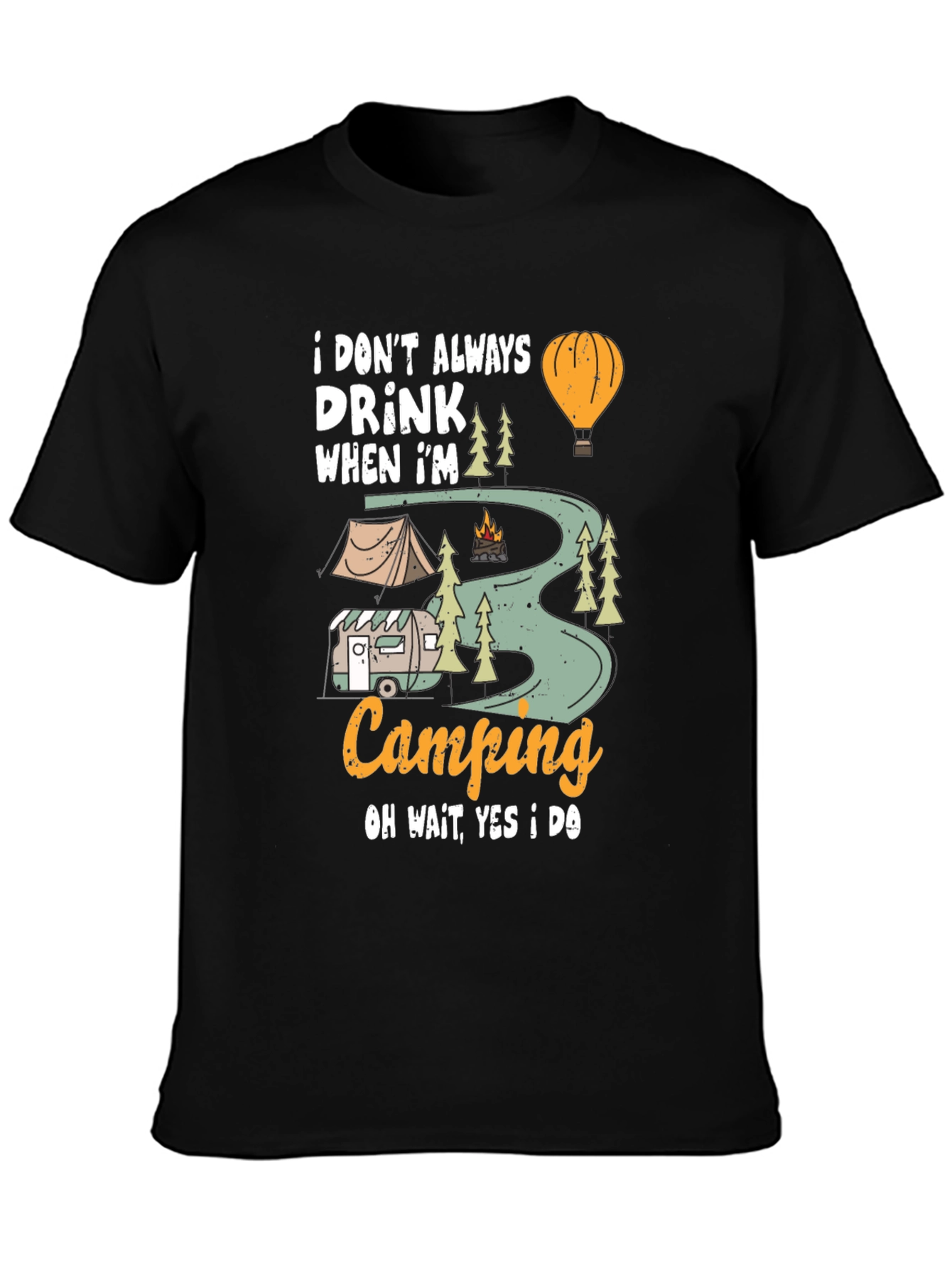 Camping Drinker Black T-Shirt