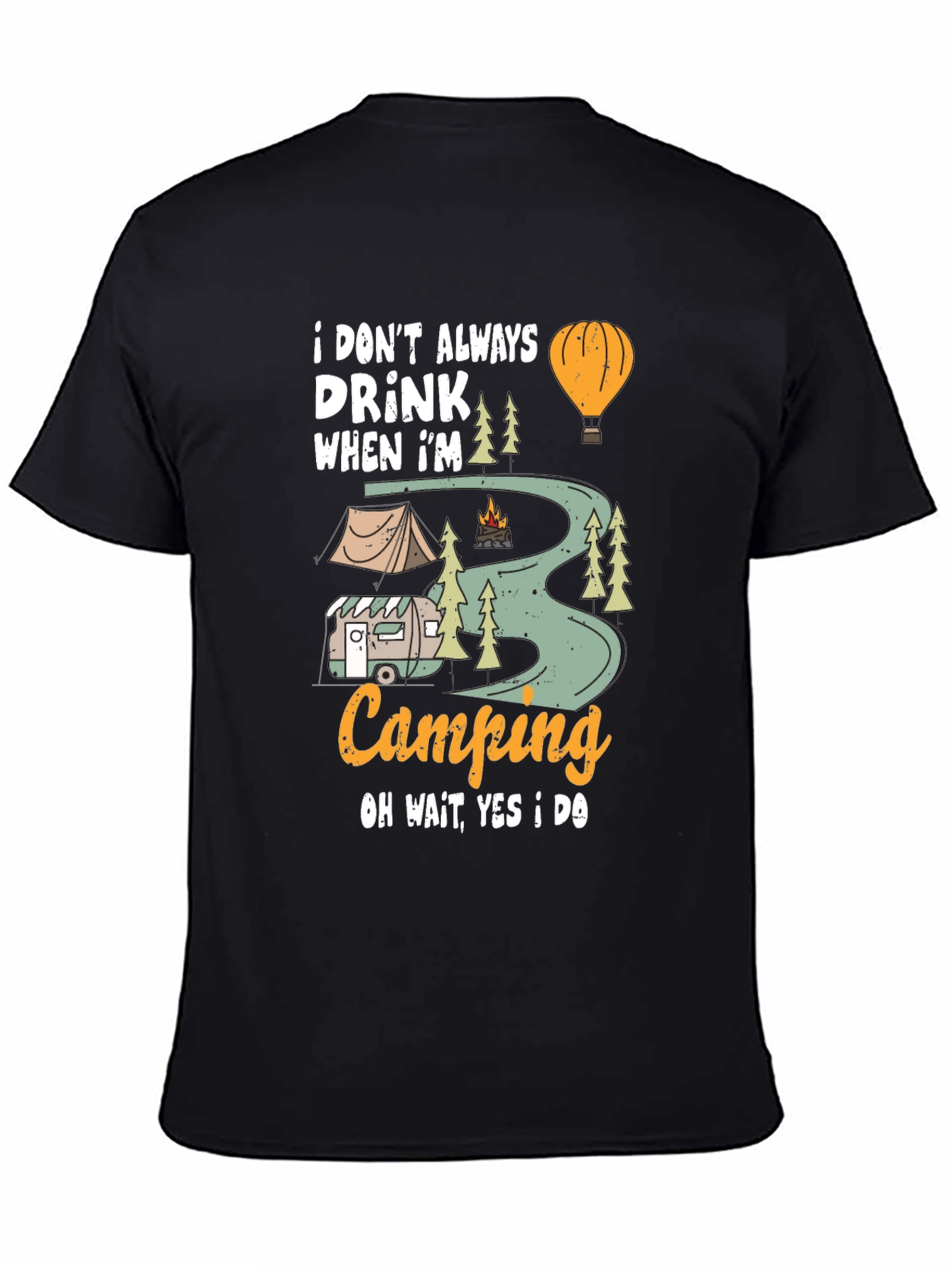 Camping Drinker Black T-Shirt
