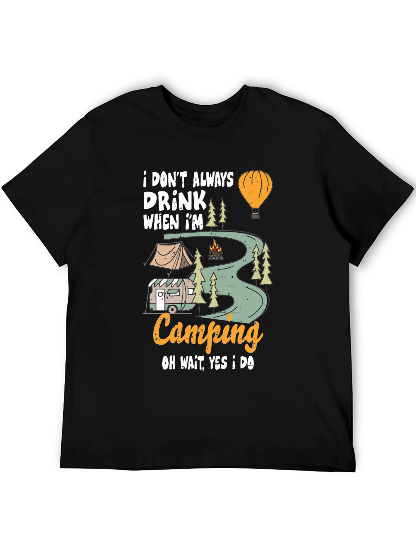 Camping Drinker Black T-Shirt
