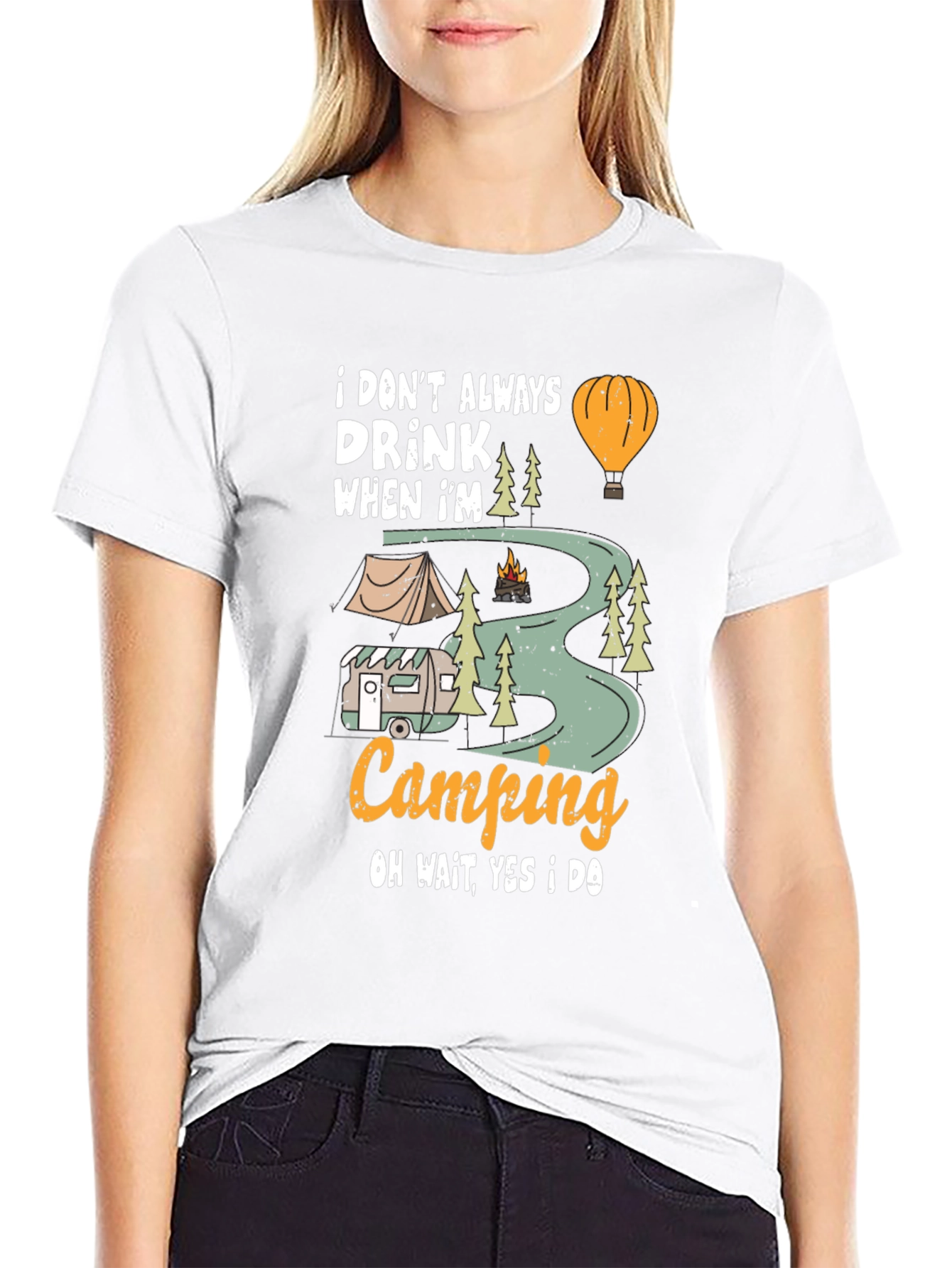 Camping Drinker Black T-Shirt