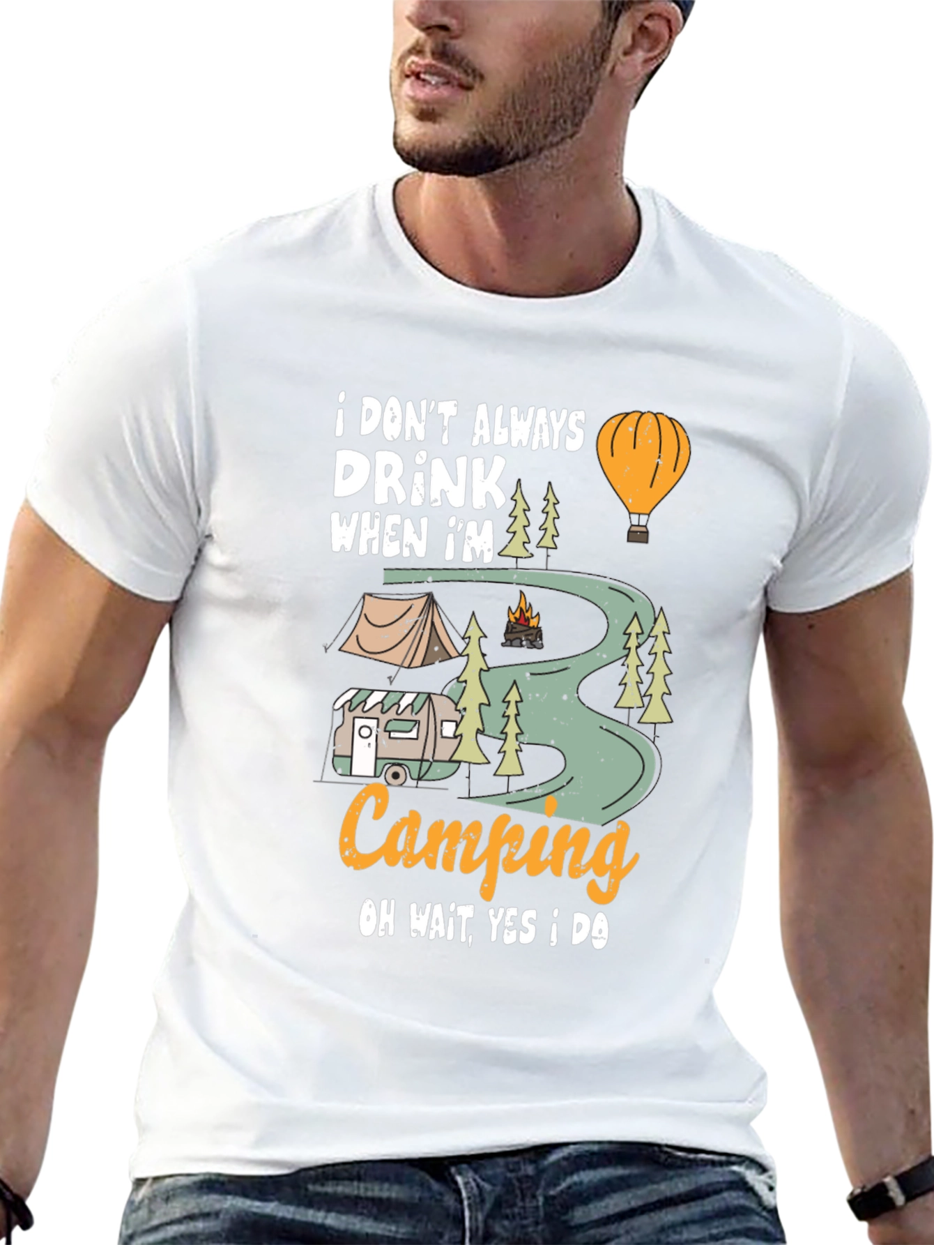 Camping Drinker Black T-Shirt