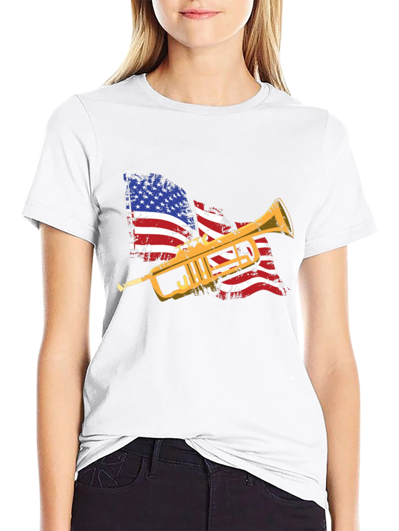 American Flag Trumpet Graphic Tee