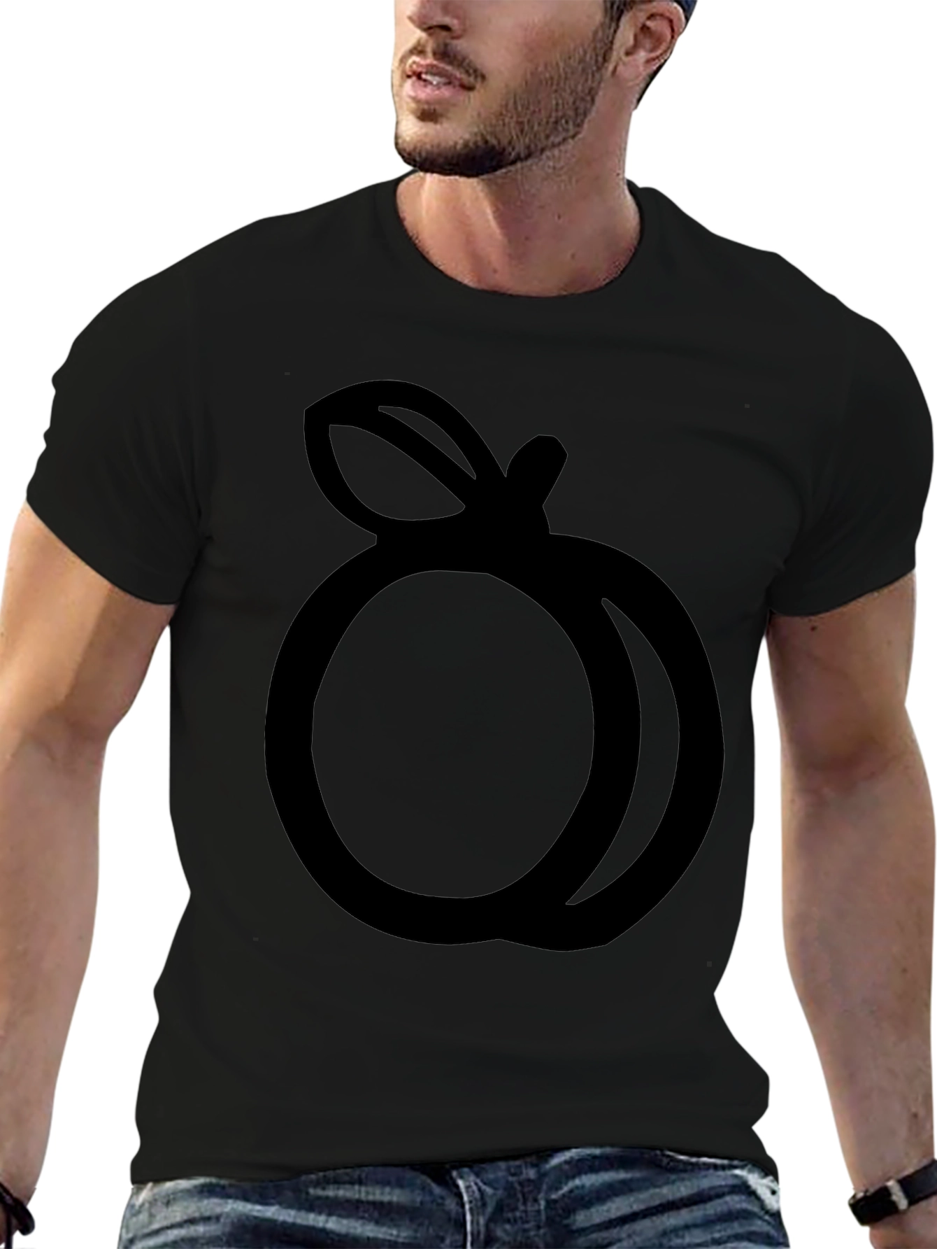 Peach Graphic Black T-Shirt Casual Style