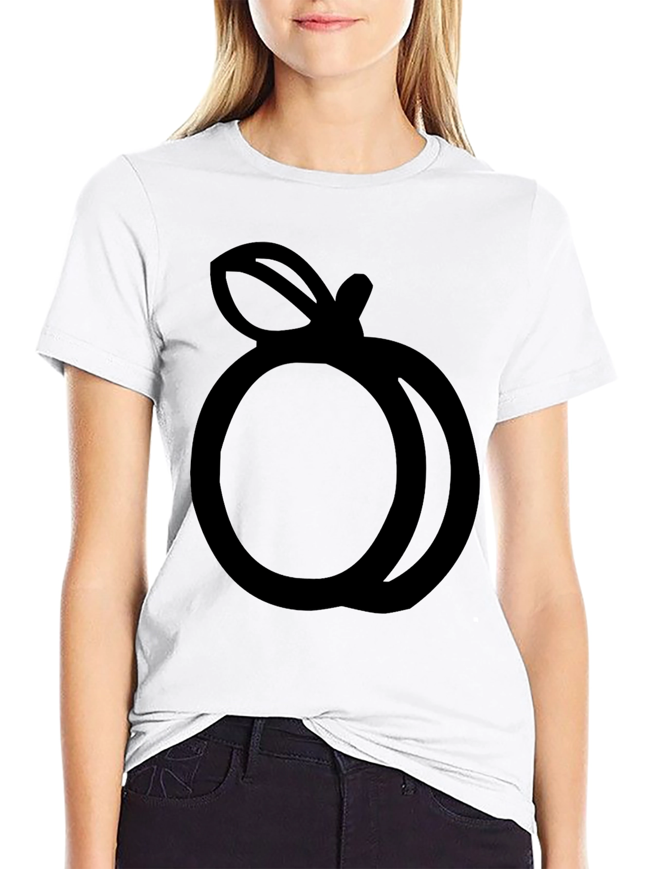 Peach Graphic Black T-Shirt Casual Style