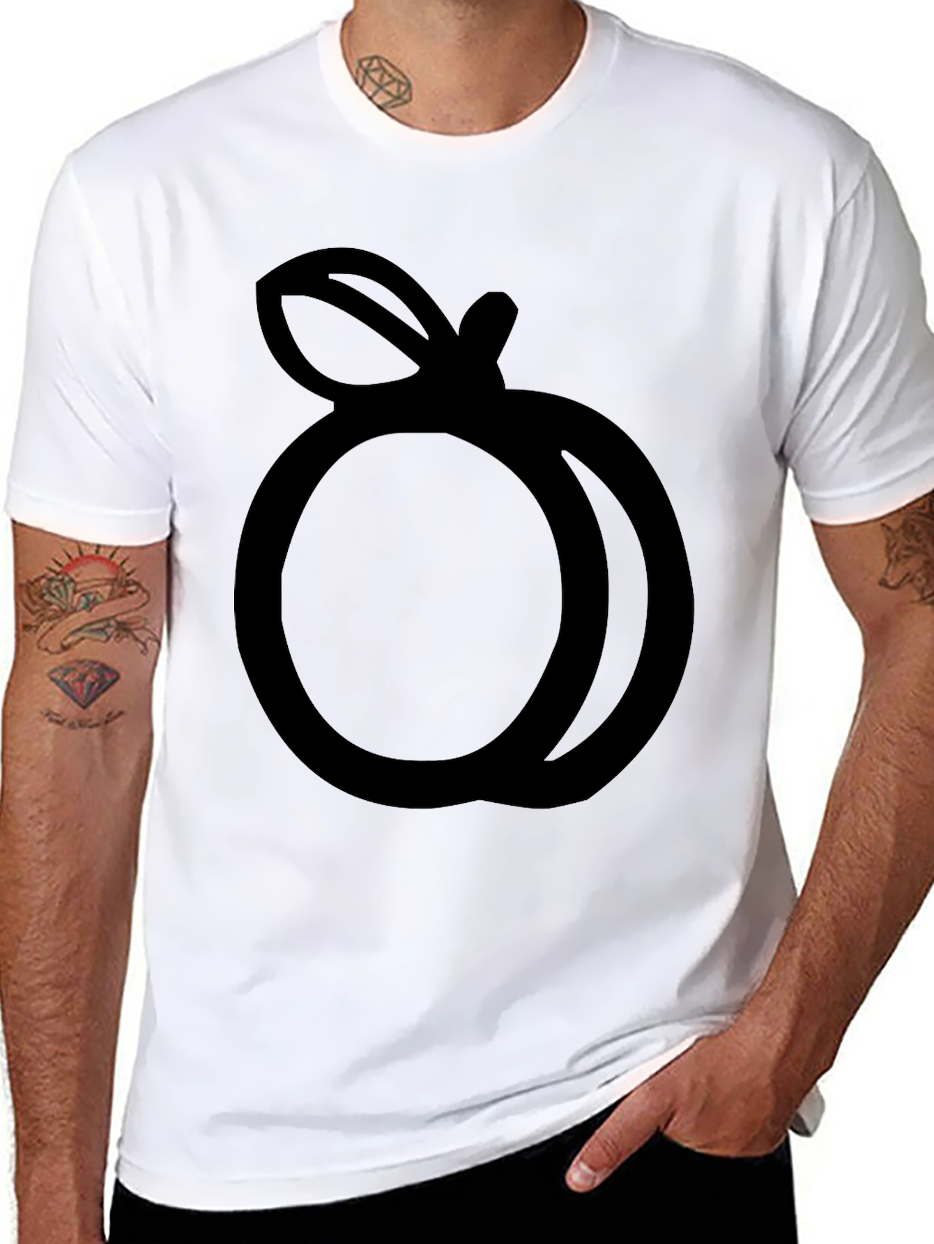 Peach Graphic Black T-Shirt Casual Style