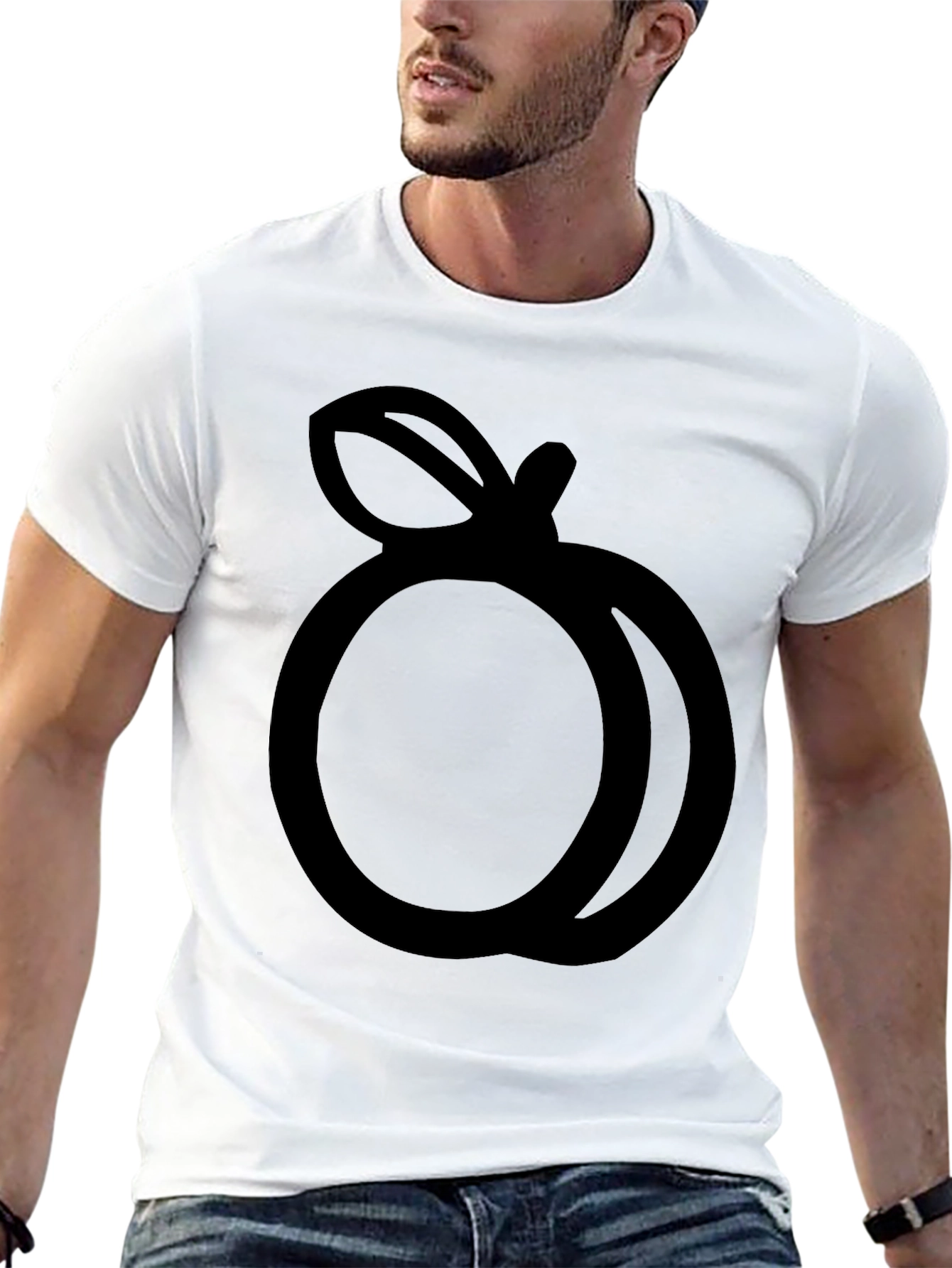 Peach Graphic Black T-Shirt Casual Style