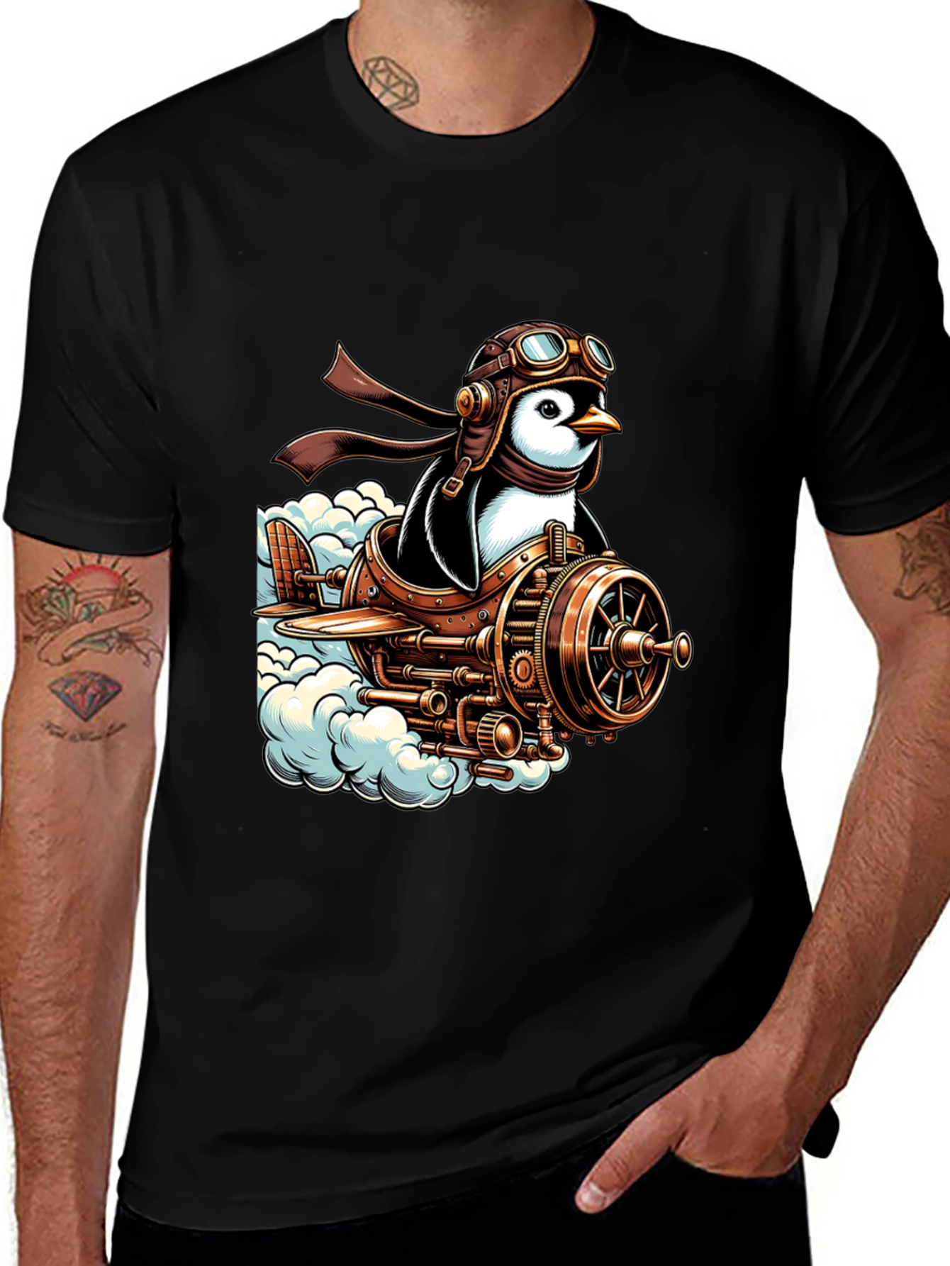 Steampunk Penguin Pilot T-Shirt