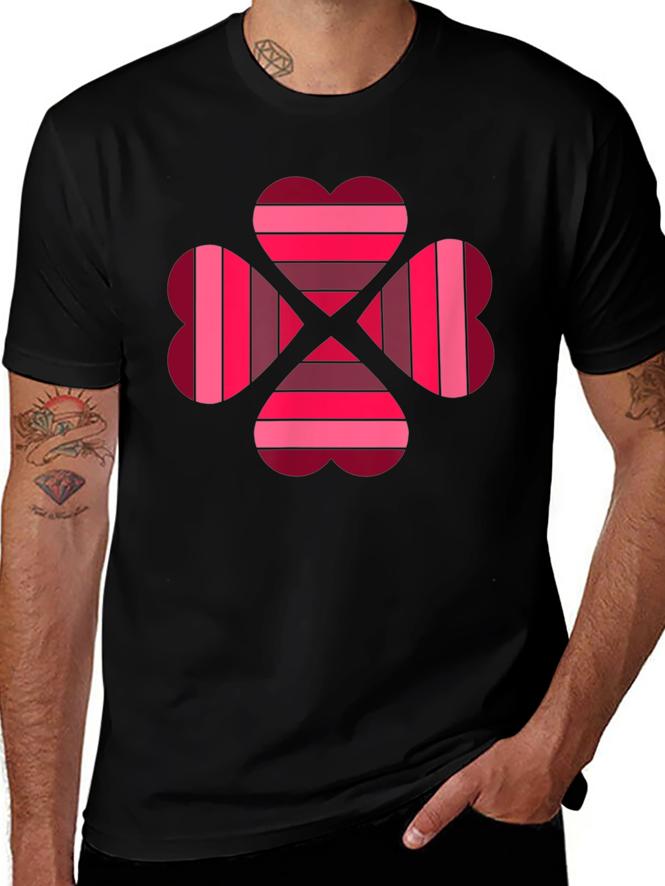 Heart Clover Graphic Tee - Black