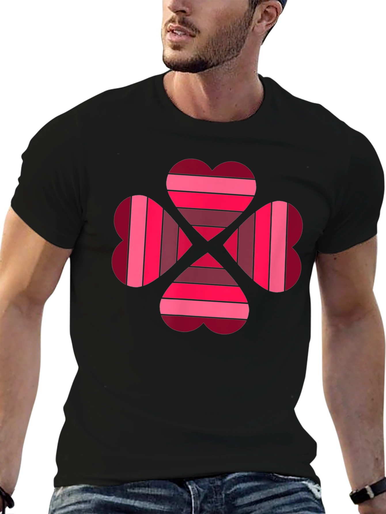 Heart Clover Graphic Tee - Black