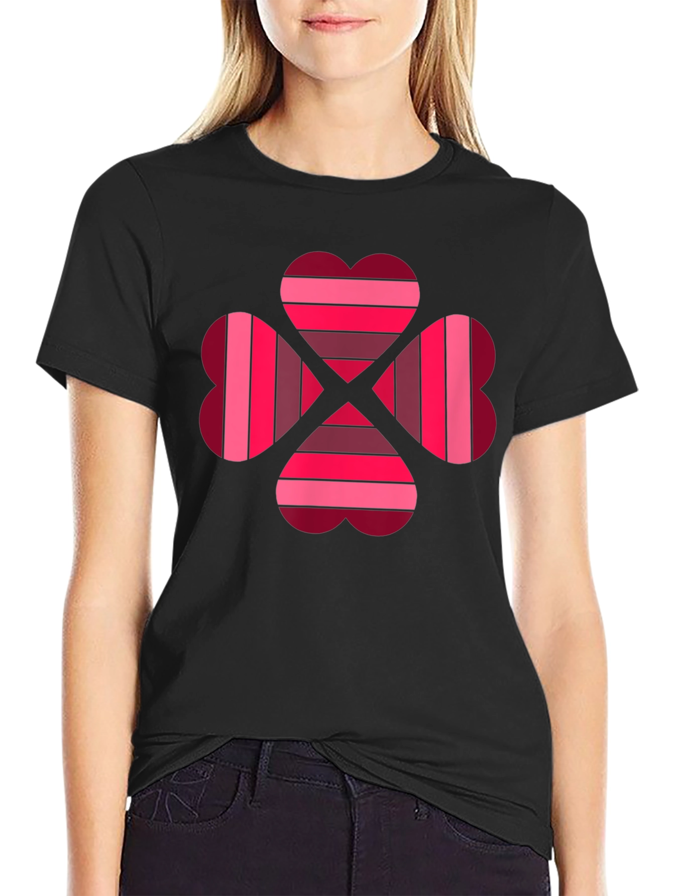 Heart Clover Graphic Tee - Black