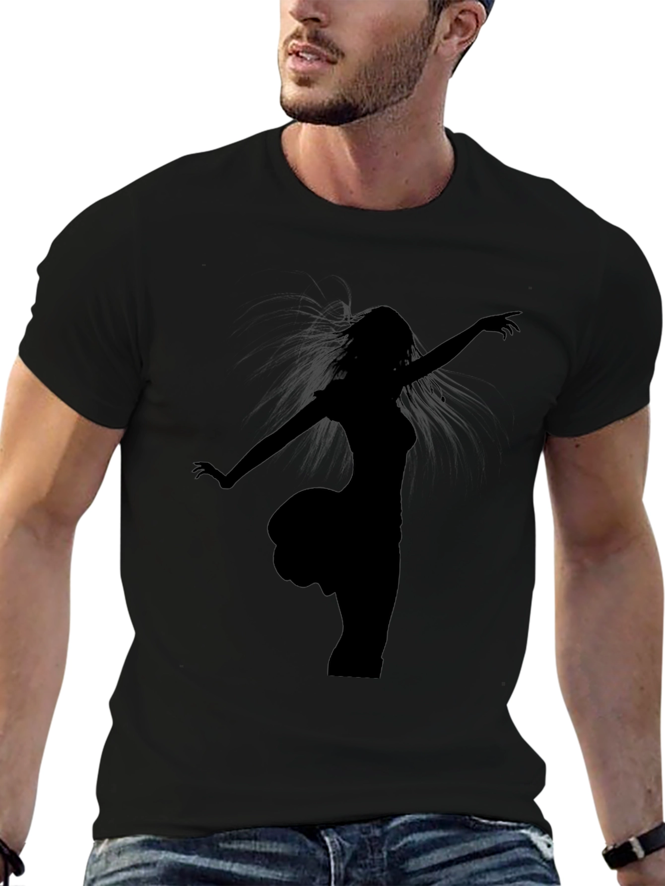 Black T-Shirt with Dancer Silhouette