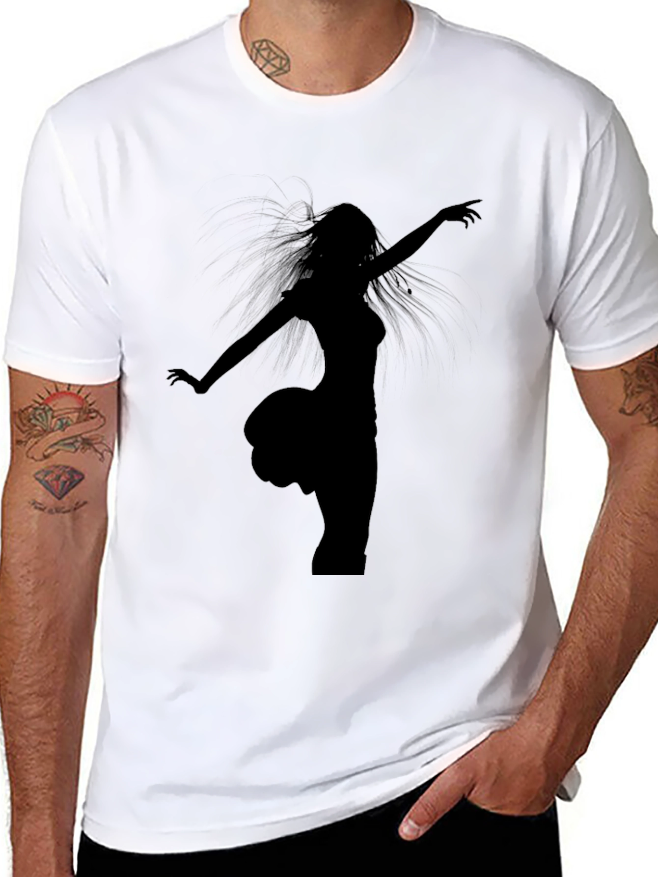 Black T-Shirt with Dancer Silhouette