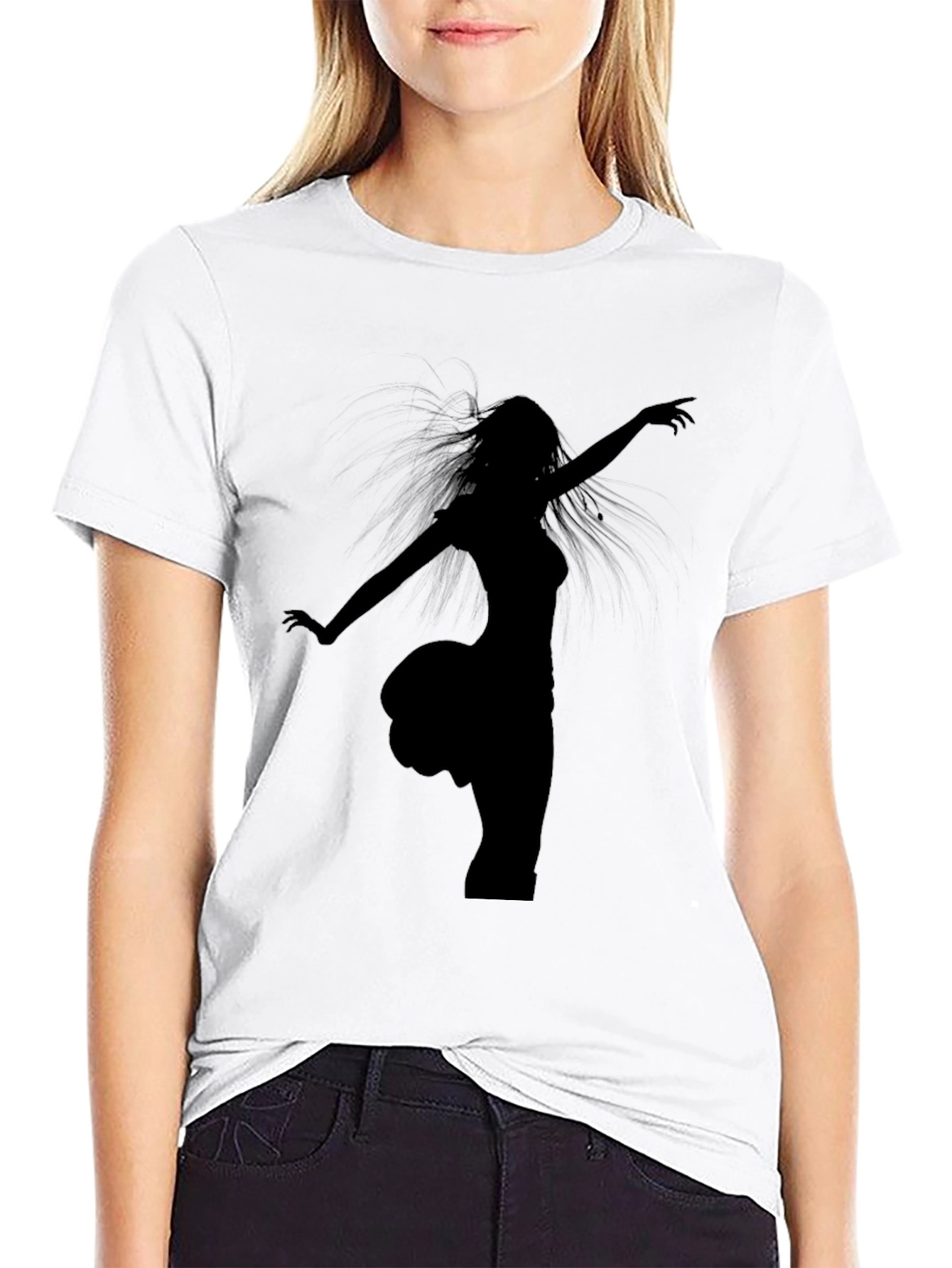 Black T-Shirt with Dancer Silhouette