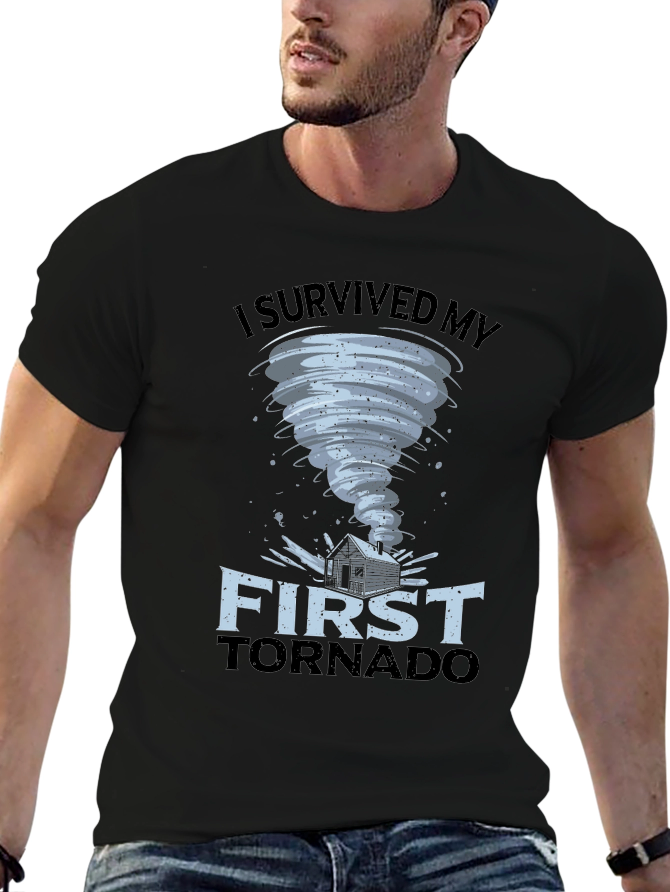 I Survived My First Tornado Black T-Shirt