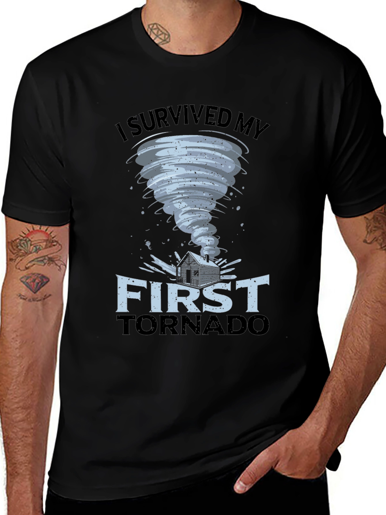 I Survived My First Tornado Black T-Shirt