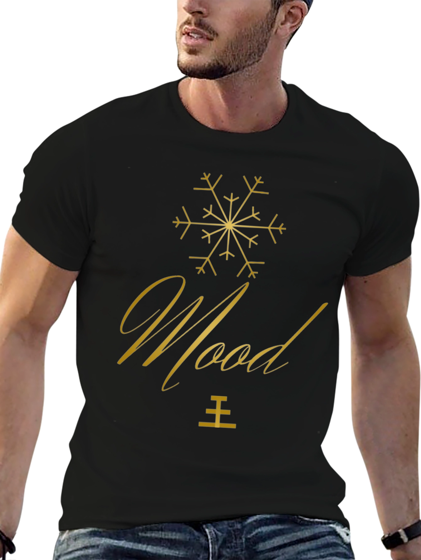 Stylish Mood Graphic Tee - Soft Black T-Shirt