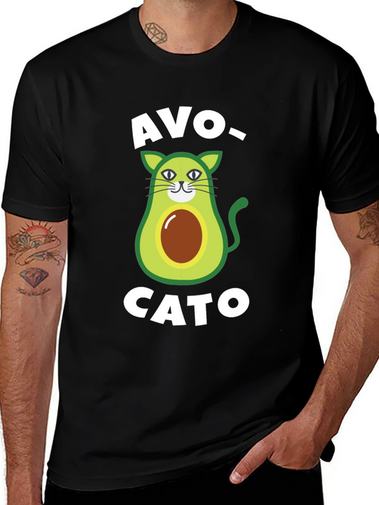 Avo-Cato Black T-Shirt - Avocado Cat Pun